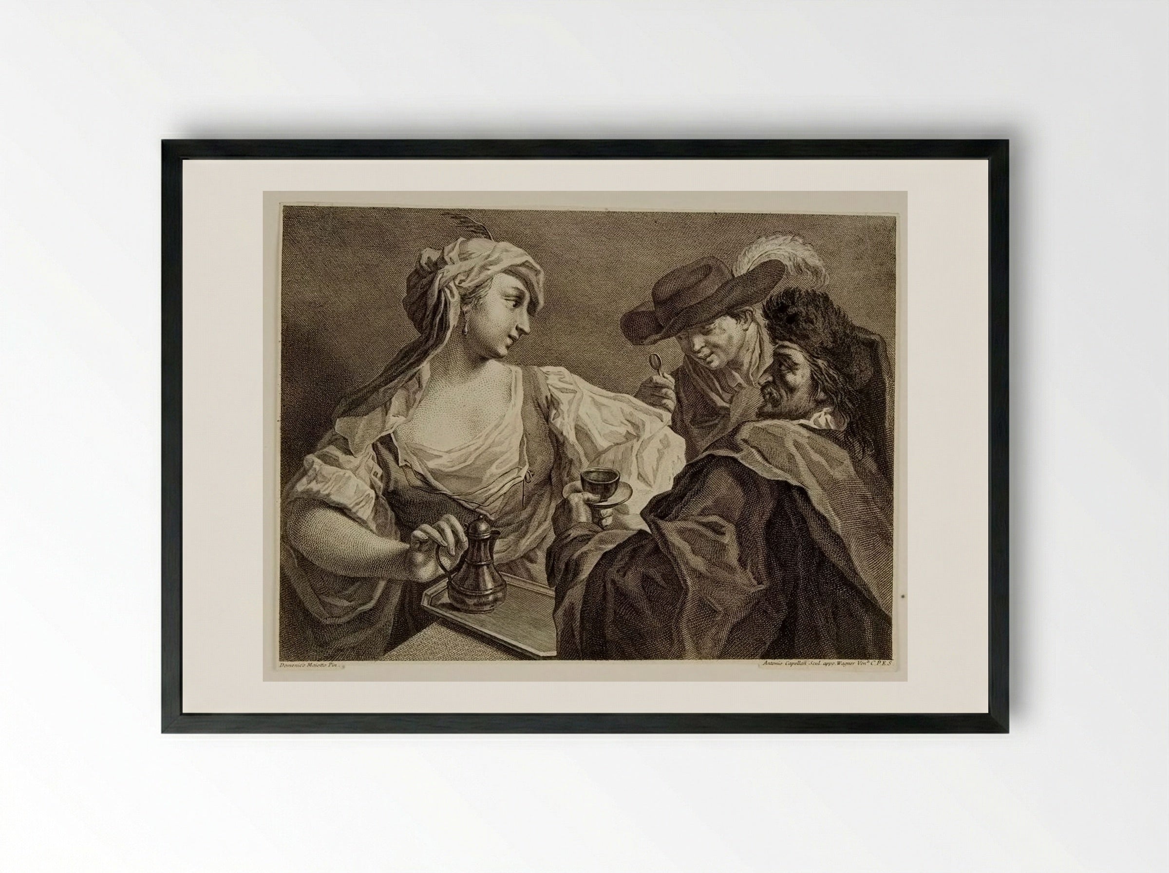 Group of Two Men and a Woman - Antonio Capellan - Framed Print Black