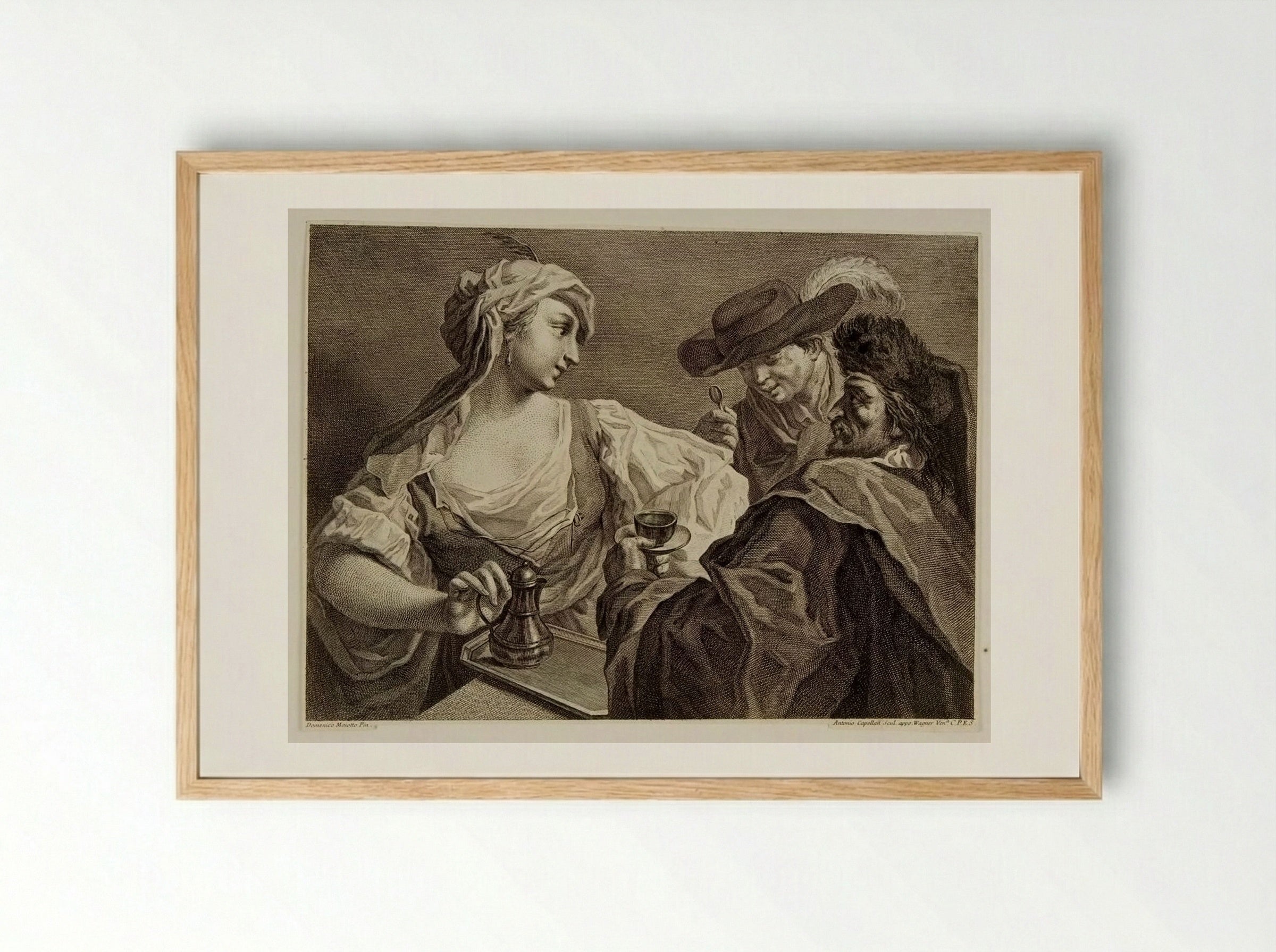 Group of Two Men and a Woman - Antonio Capellan - Framed Print Wood