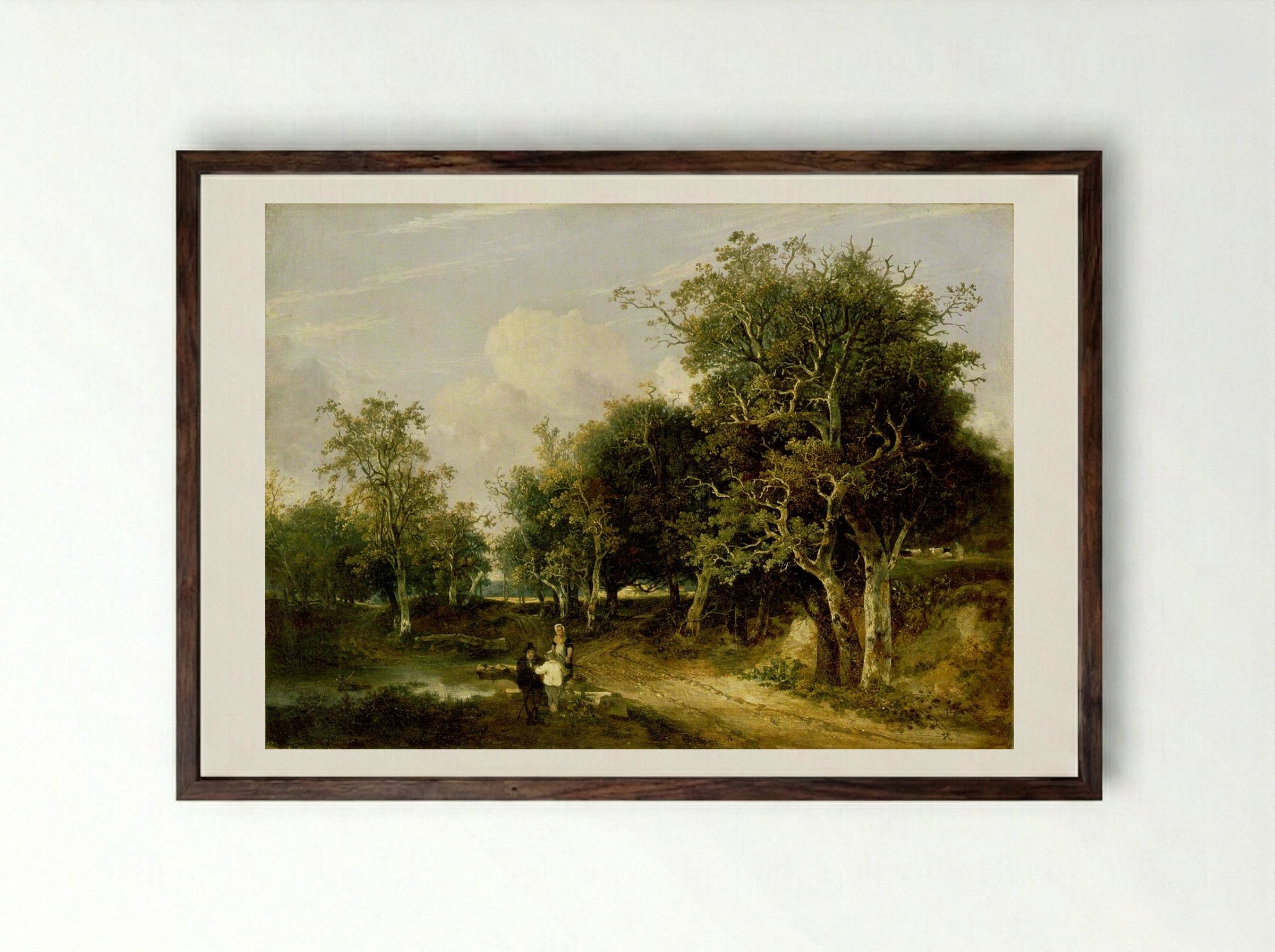 Grove Scene - John Crome - Framed Print Dark Wood