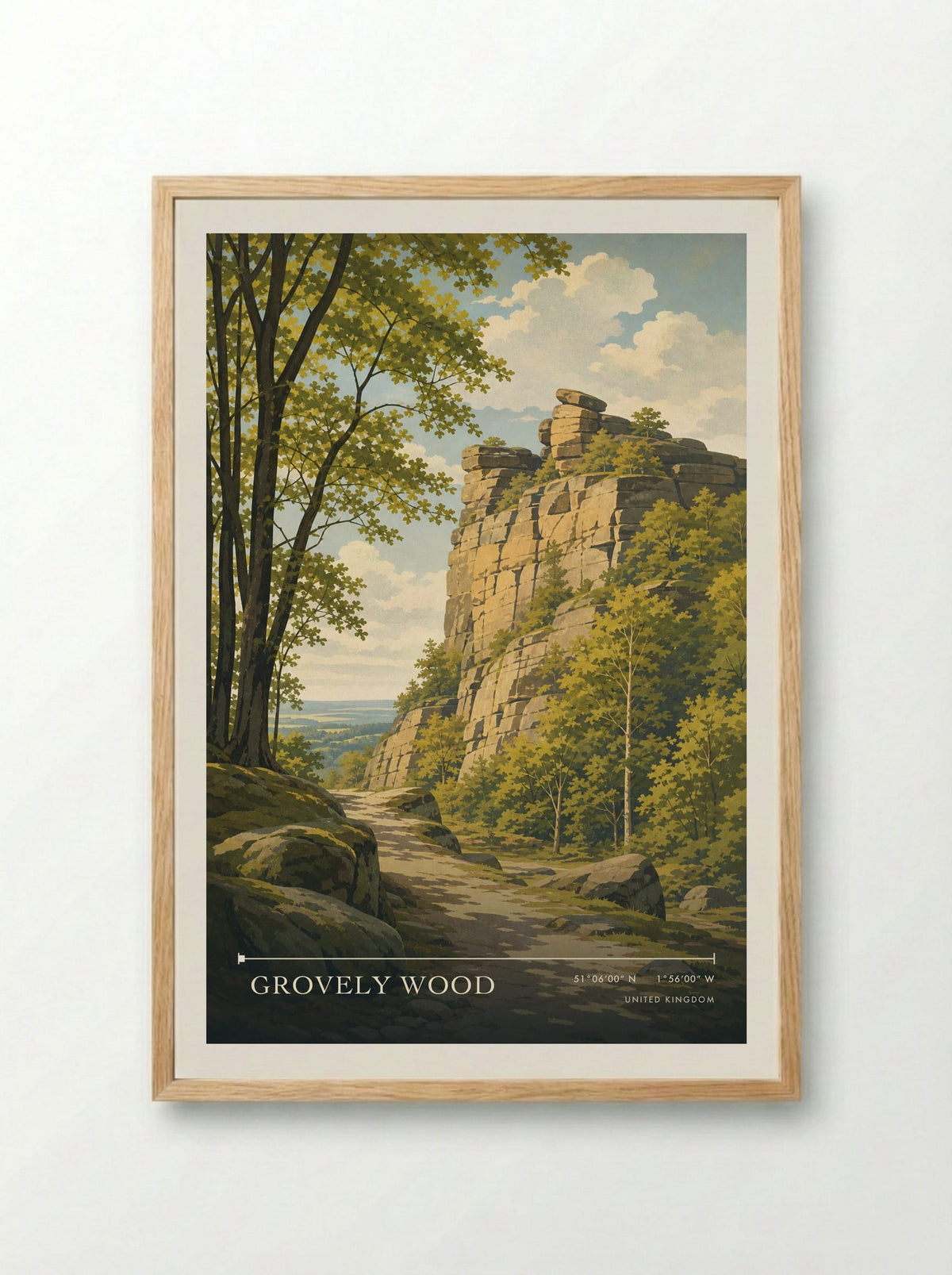 Grovely Wood United Kingdom Travel Poster - Framed Print Wood