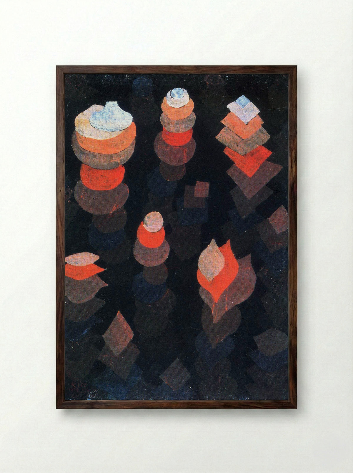 Growth of the Night Plants - Paul Klee - Framed Print Dark Wood