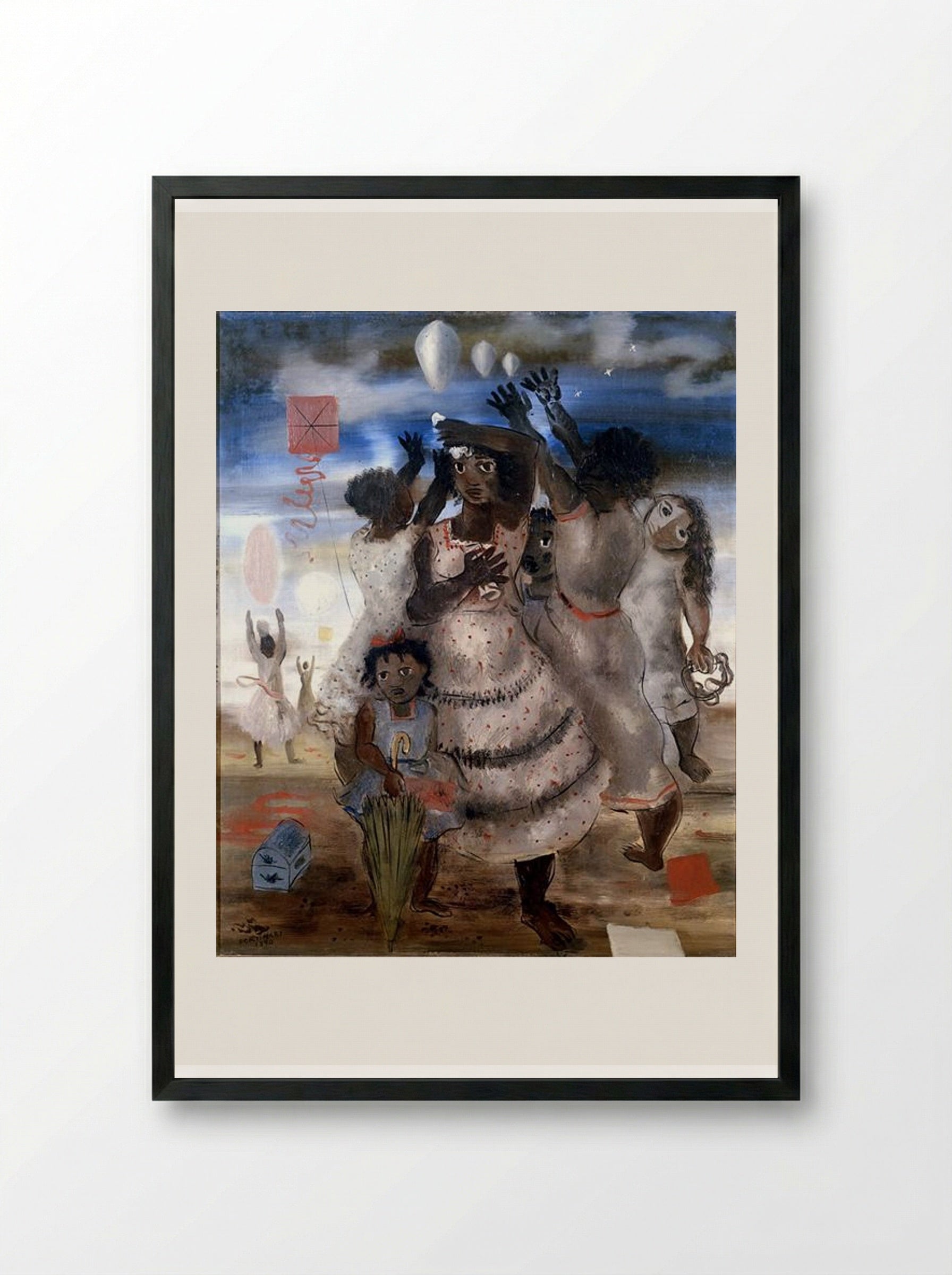 Grupo de Meninas Brincando - Candido Portinari - Framed Print Black