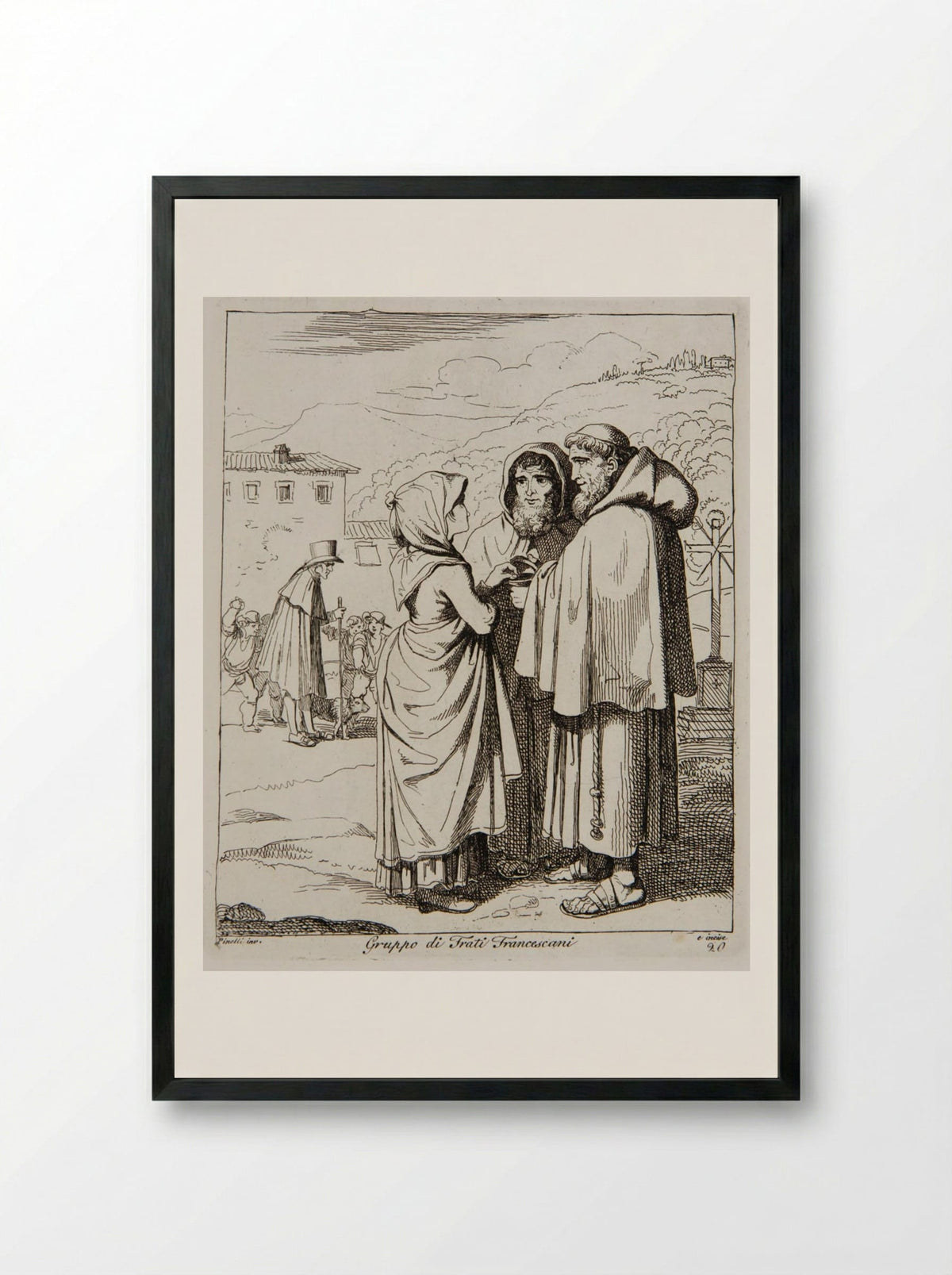 Gruppo di Frati Francescani - Bartolomeo Pinelli - Framed Print Black