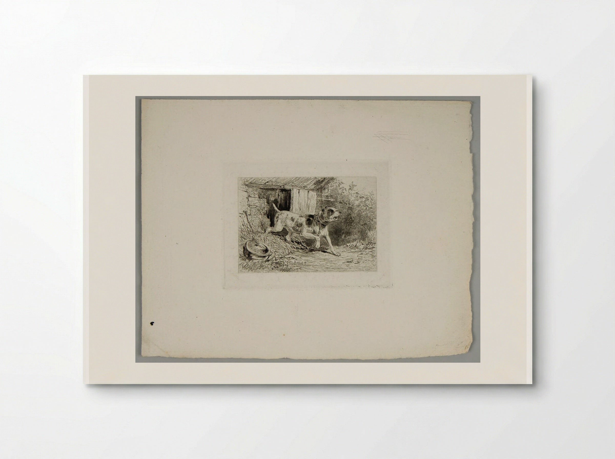 Guard Dog at His Kennel - Karl Bodmer - Poster