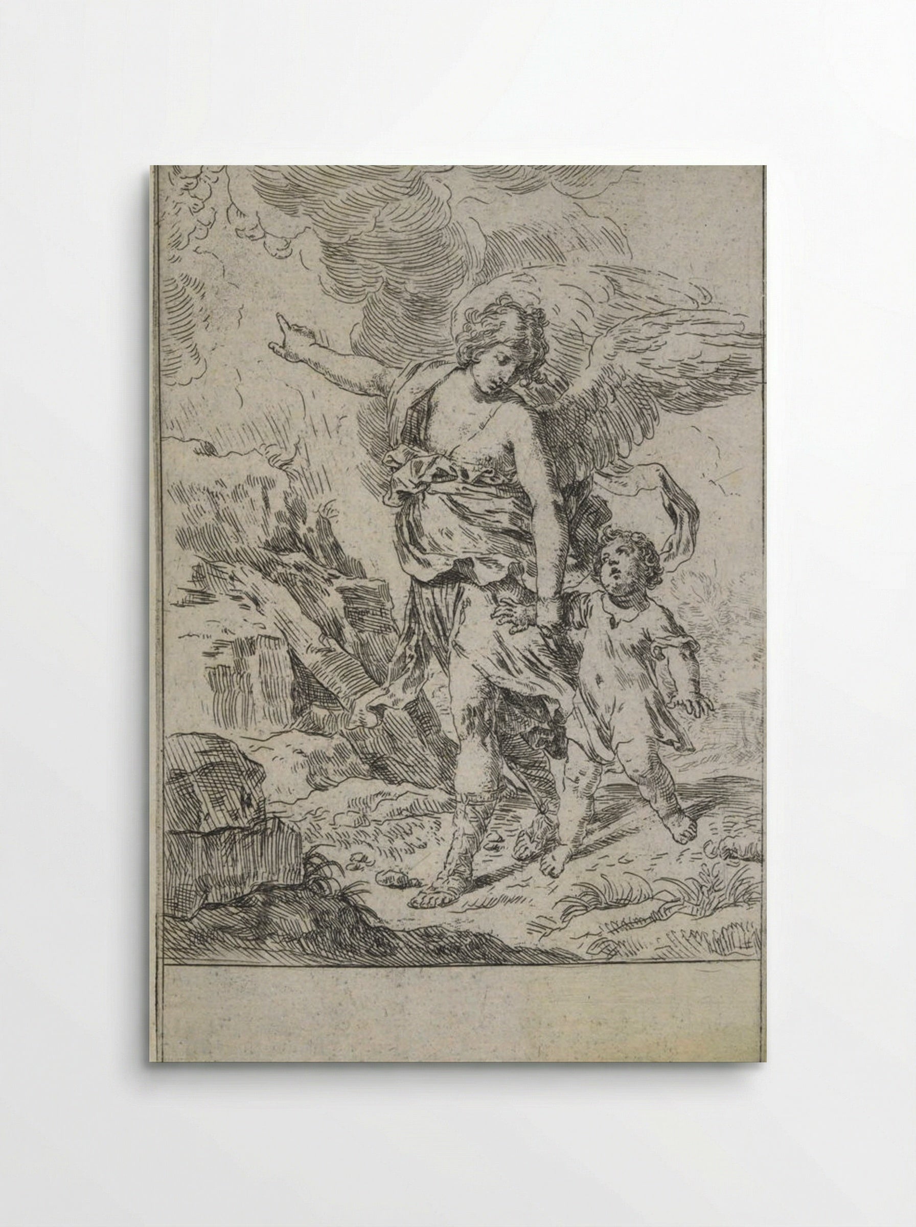 Guardian Angel leading a child - Simone Cantarini - Poster