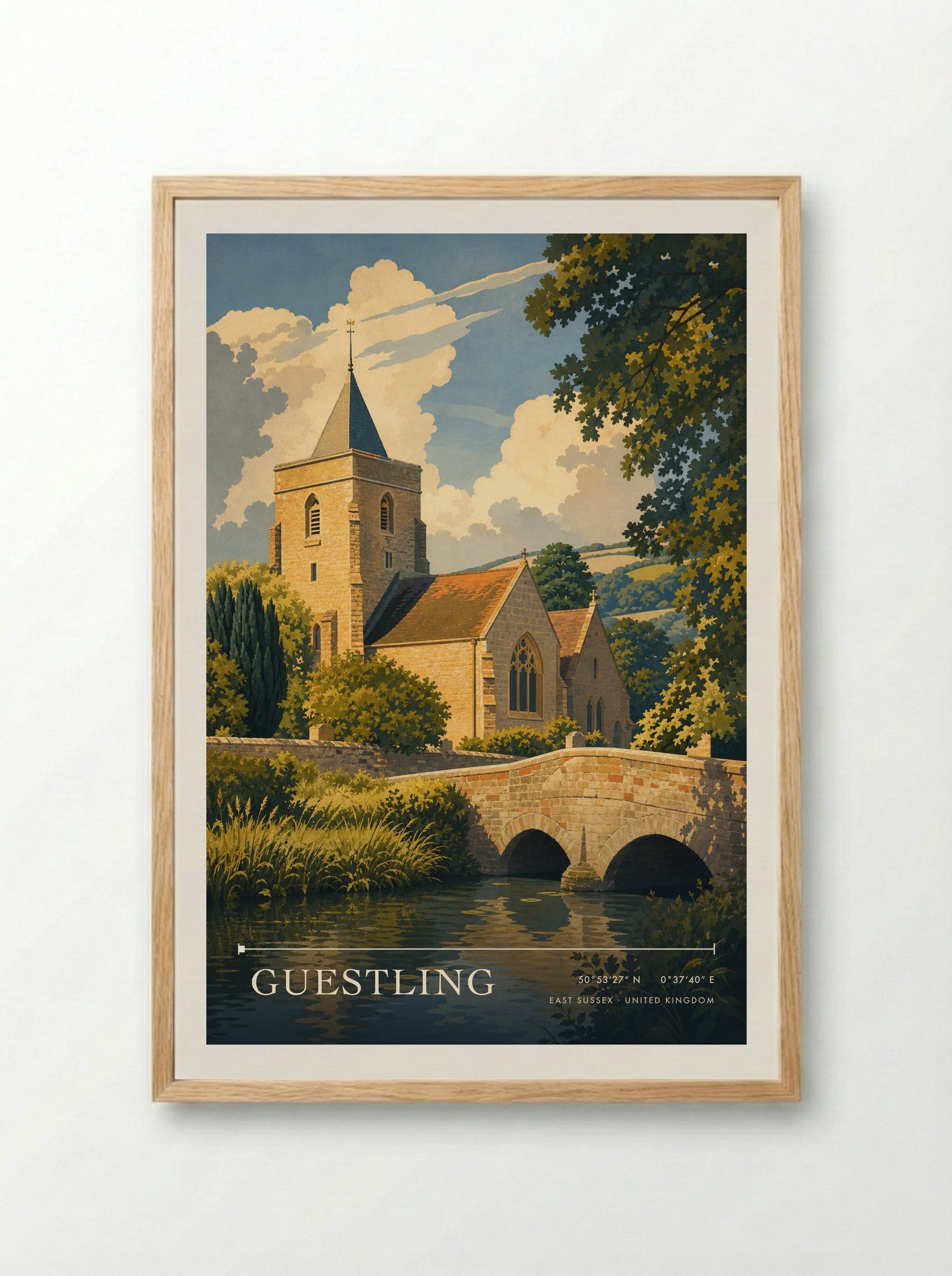 Guestling East Sussex United Kingdom Travel Poster - Framed Print Wood