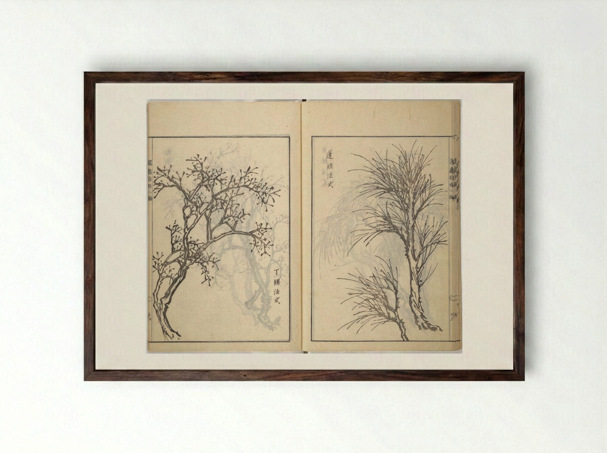 Guide to Chinese Painting, Second Series - Kawamura Bunpō - Framed Print Dark Wood