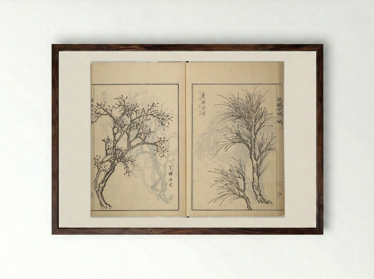 Guide to Chinese Painting, Second Series - Kawamura Bunpō - Framed Print Dark Wood