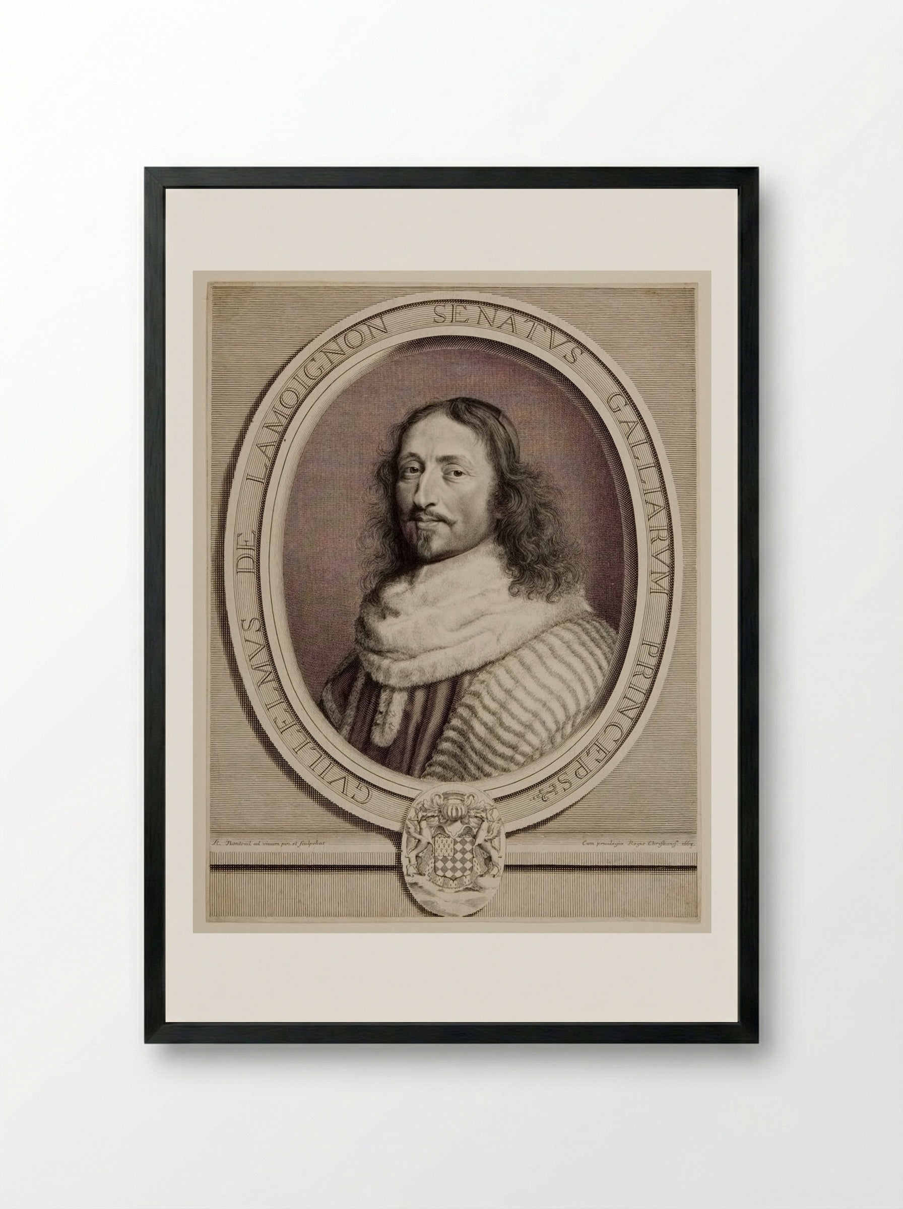 Guillaume de Lamoignon, marquis de Basville - Robert Nanteuil - Framed Print Black