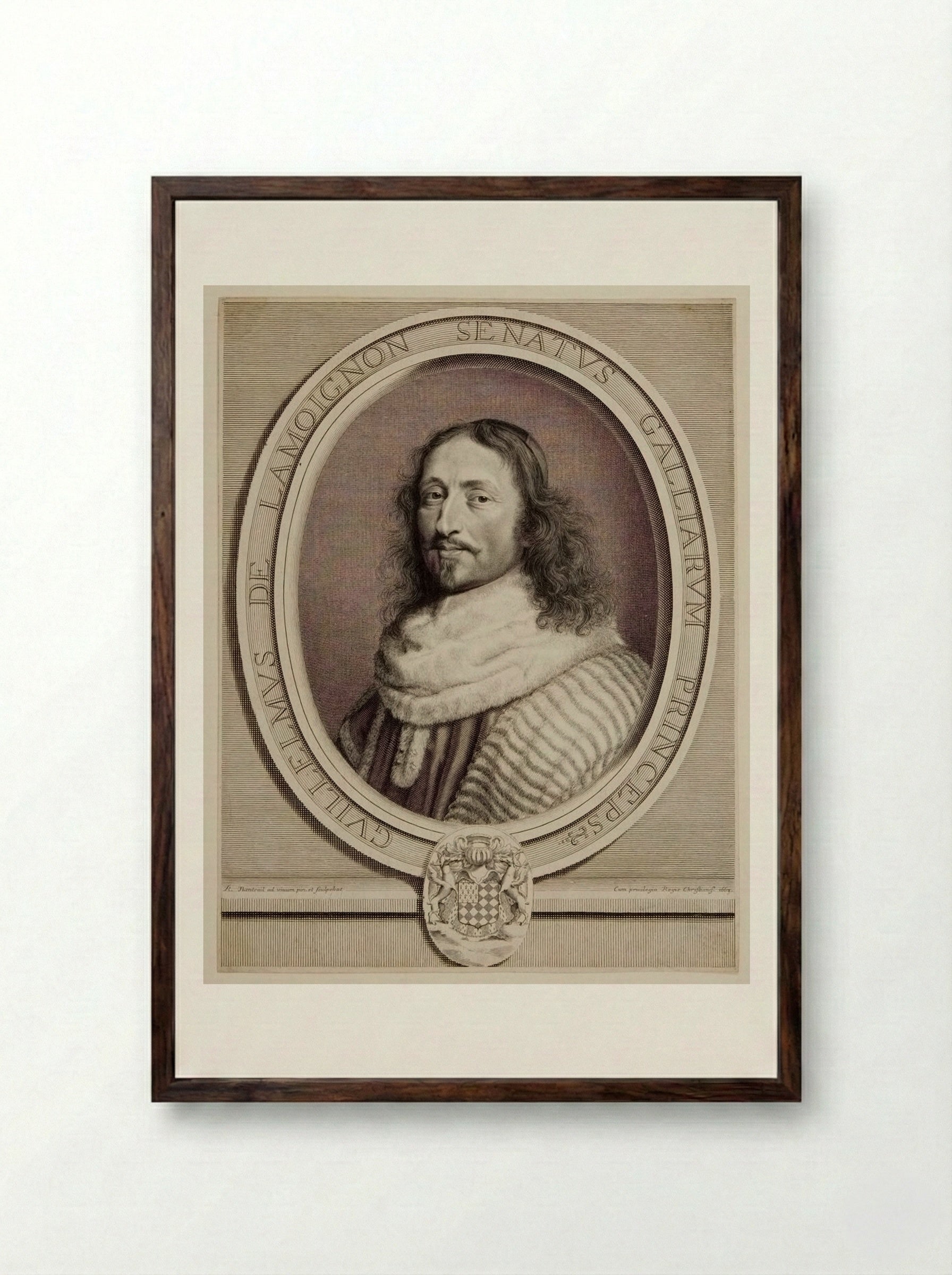 Guillaume de Lamoignon, marquis de Basville - Robert Nanteuil - Framed Print Dark Wood