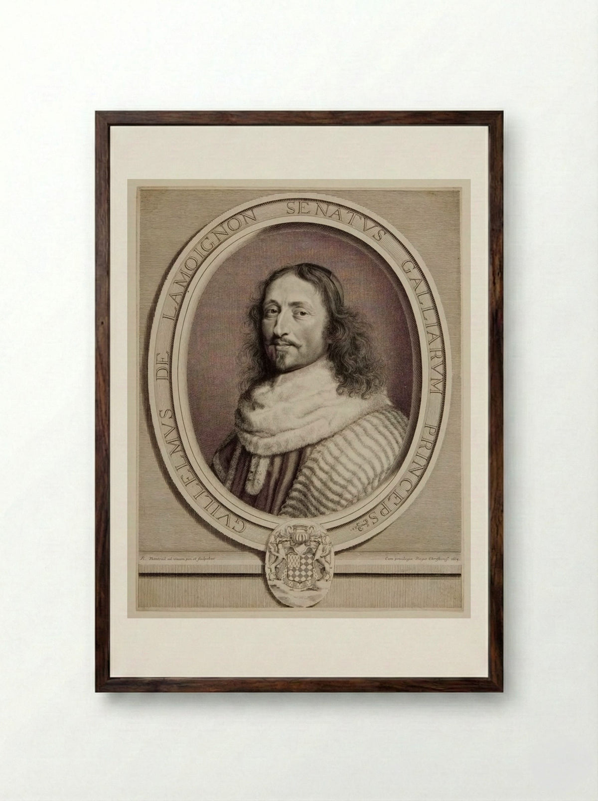 Guillaume de Lamoignon, marquis de Basville - Robert Nanteuil - Framed Print Dark Wood