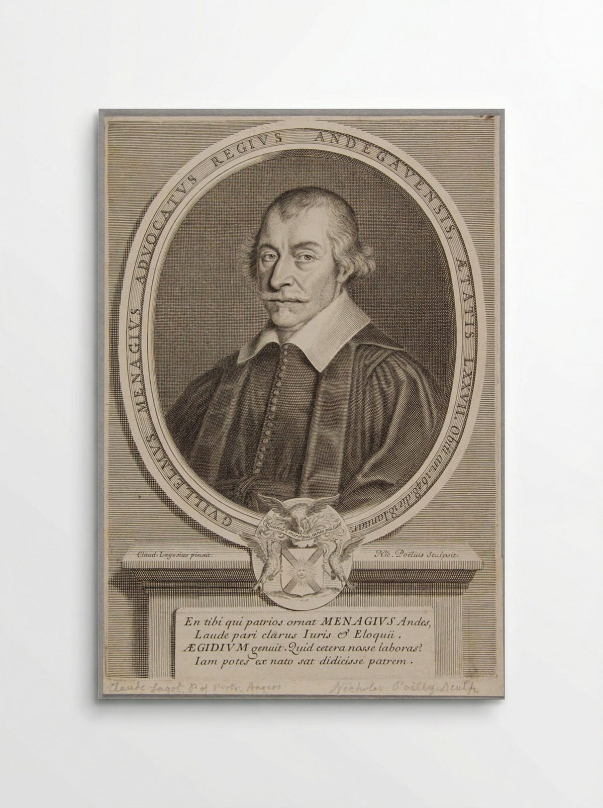 Guillelmus Menagius - Nicolas de Poilly - Poster