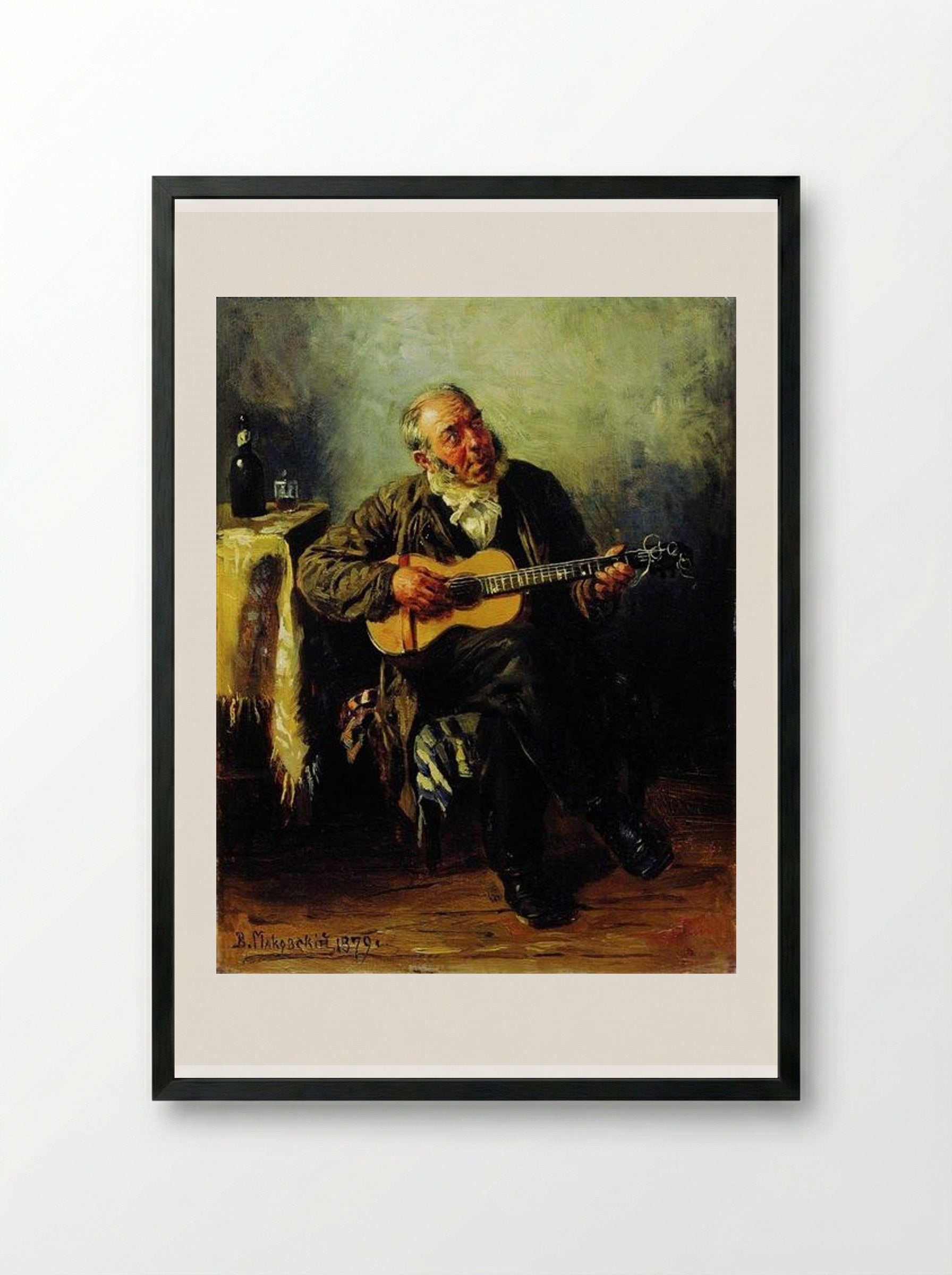 Guitar Player - Vladimir Makovsky - Framed Print Black