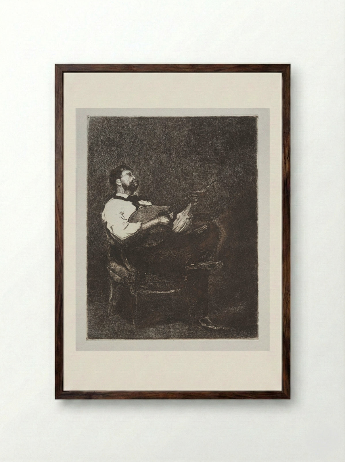 Guitar Player - François Bonvin - Framed Print Dark Wood