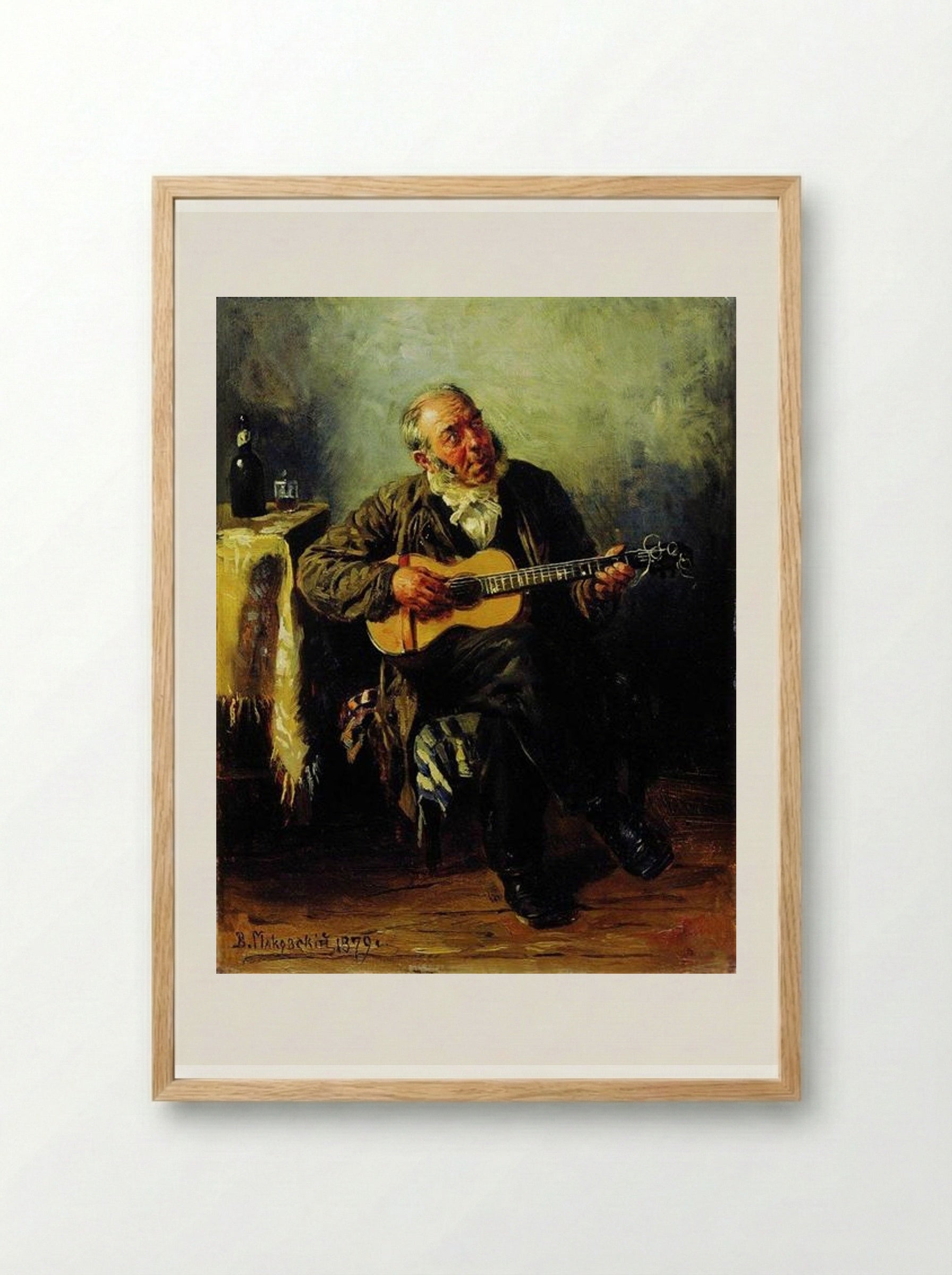 Guitar Player - Vladimir Makovsky - Framed Print Wood