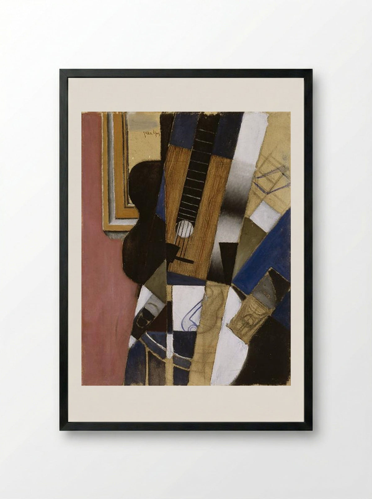 Guitar and Pipe - Juan Gris - Framed Print Black