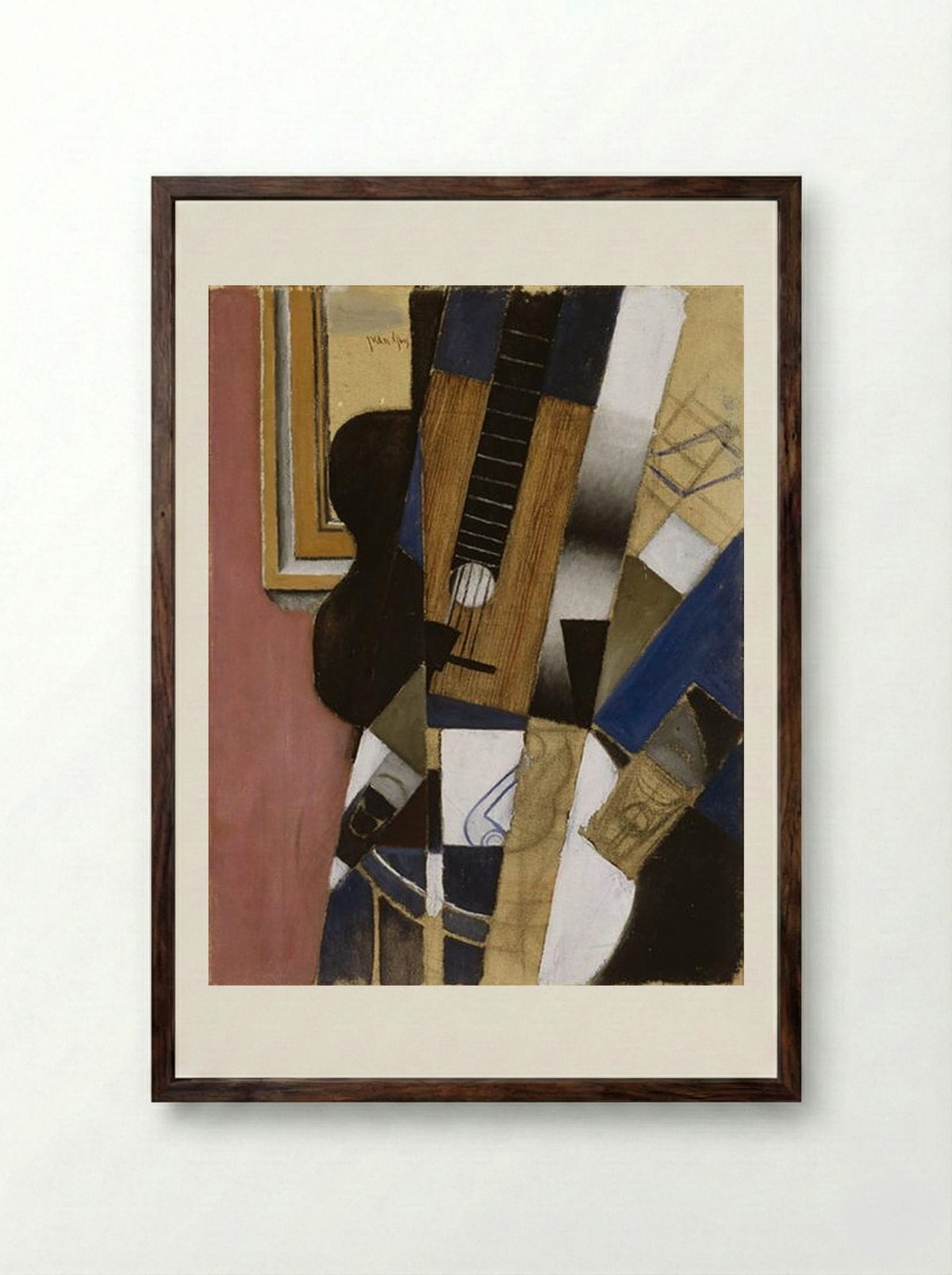 Guitar and Pipe - Juan Gris - Framed Print Dark Wood