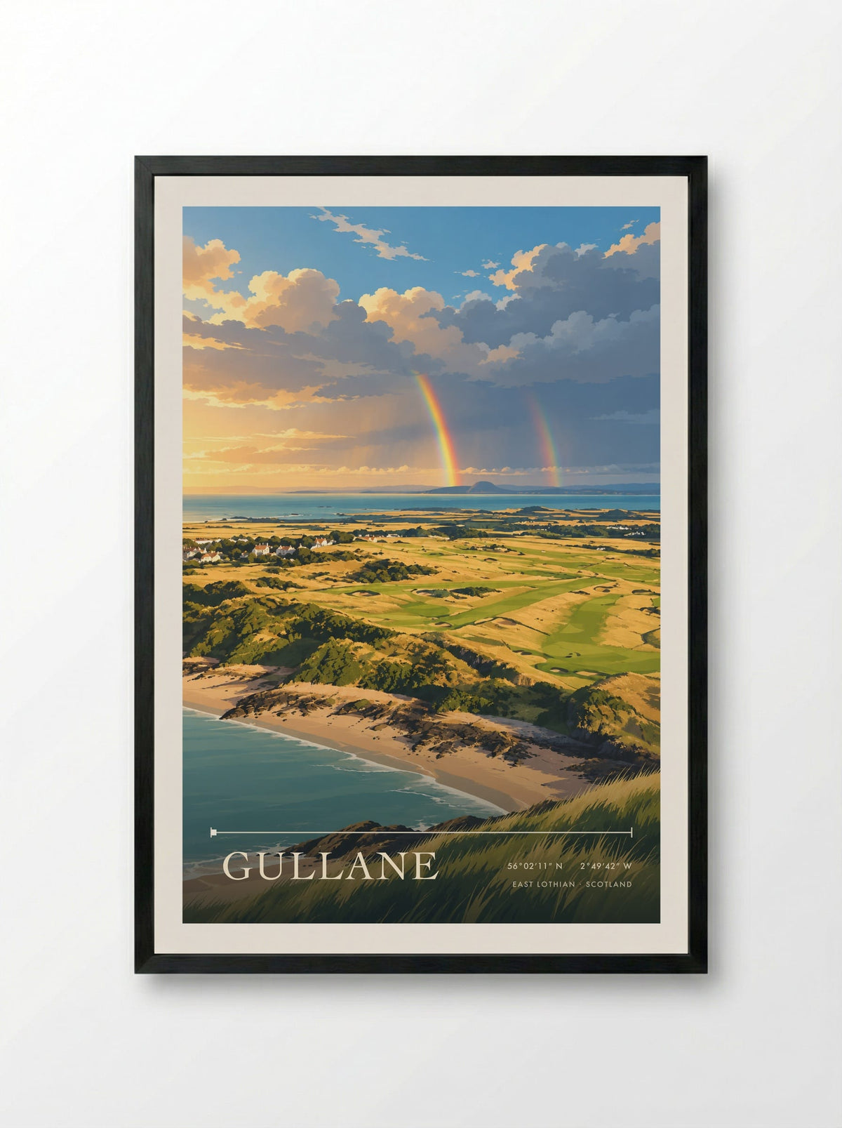 Gullane, East Lothian | Travel Poster - Framed Print Black