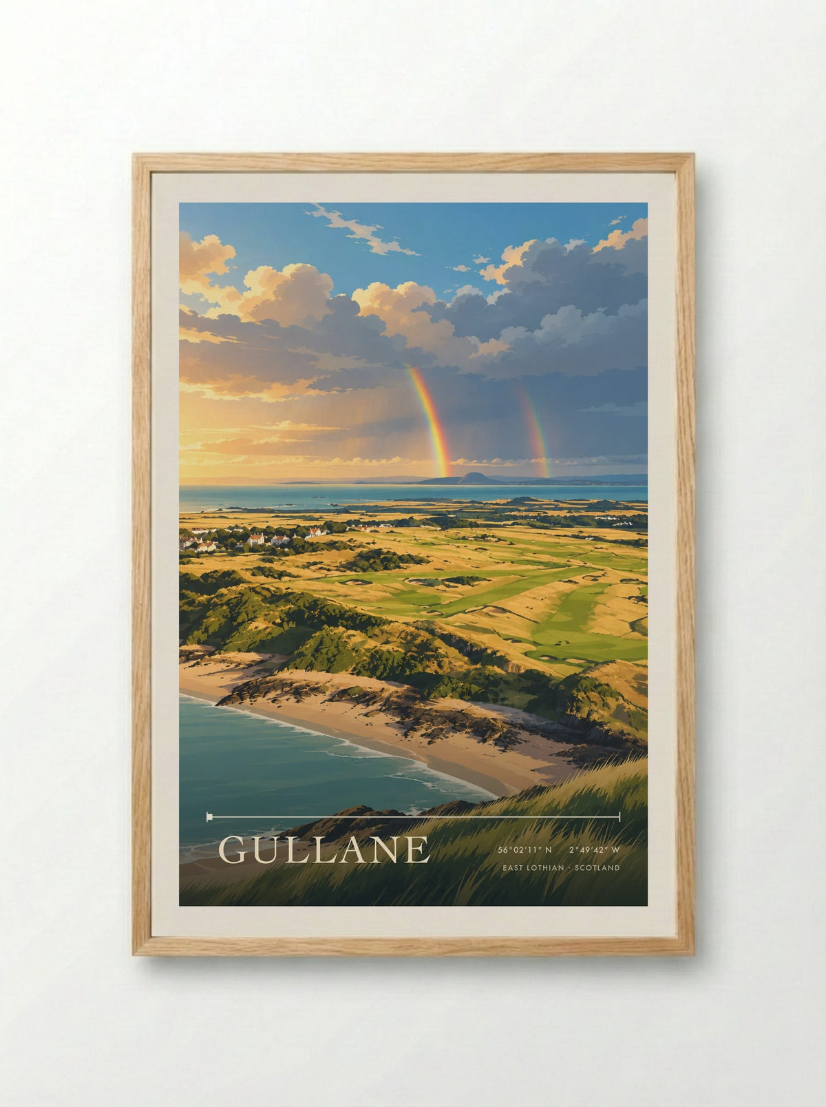 Gullane, East Lothian | Travel Poster - Framed Print Wood