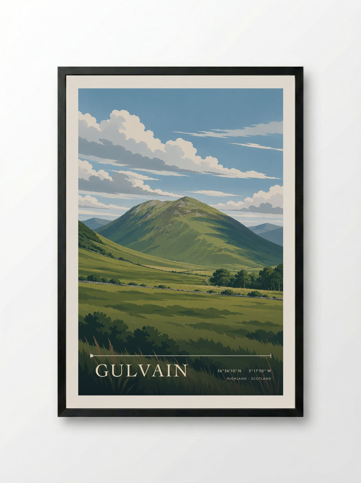 Gulvain, Highland | Travel Poster - Framed Print Black