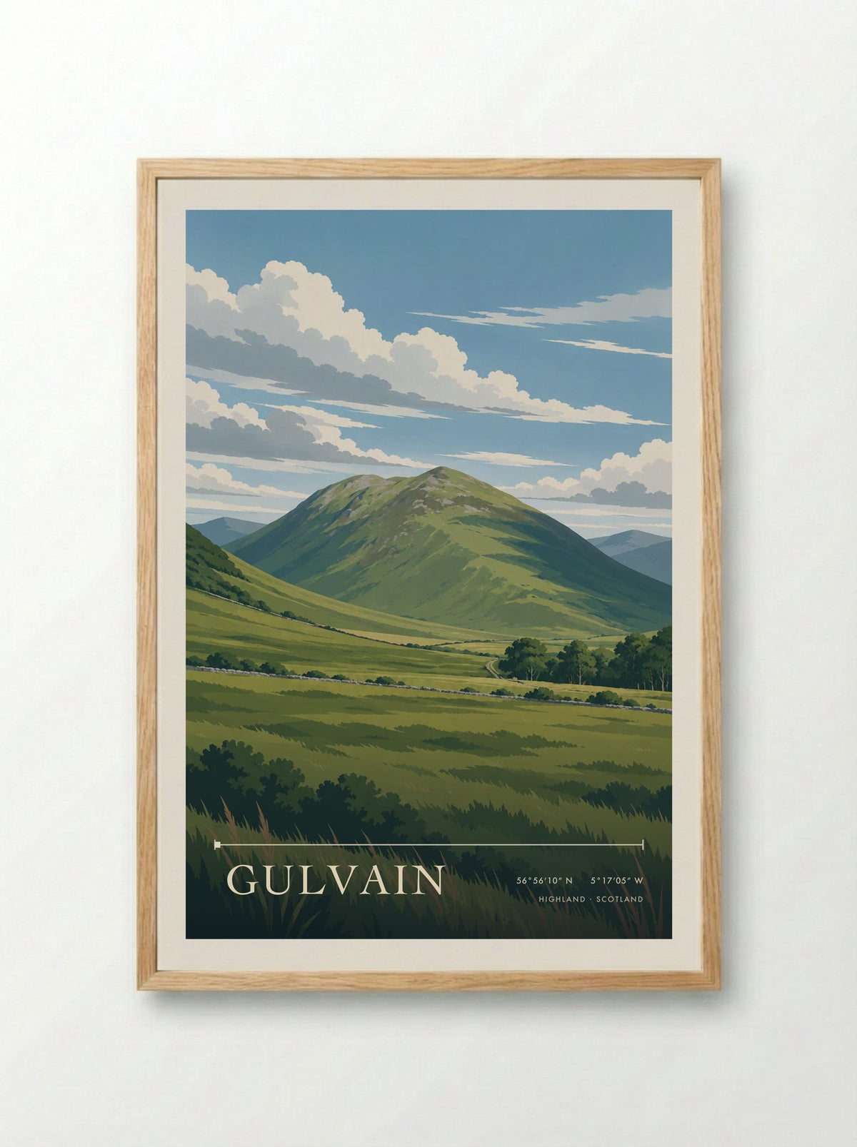 Gulvain, Highland | Travel Poster - Framed Print Wood