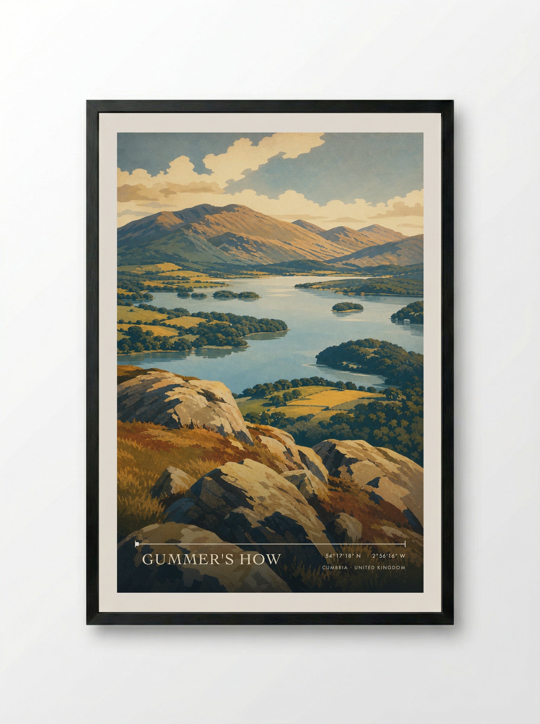 Gummer's How Cumbria United Kingdom Travel Poster - Framed Print Black