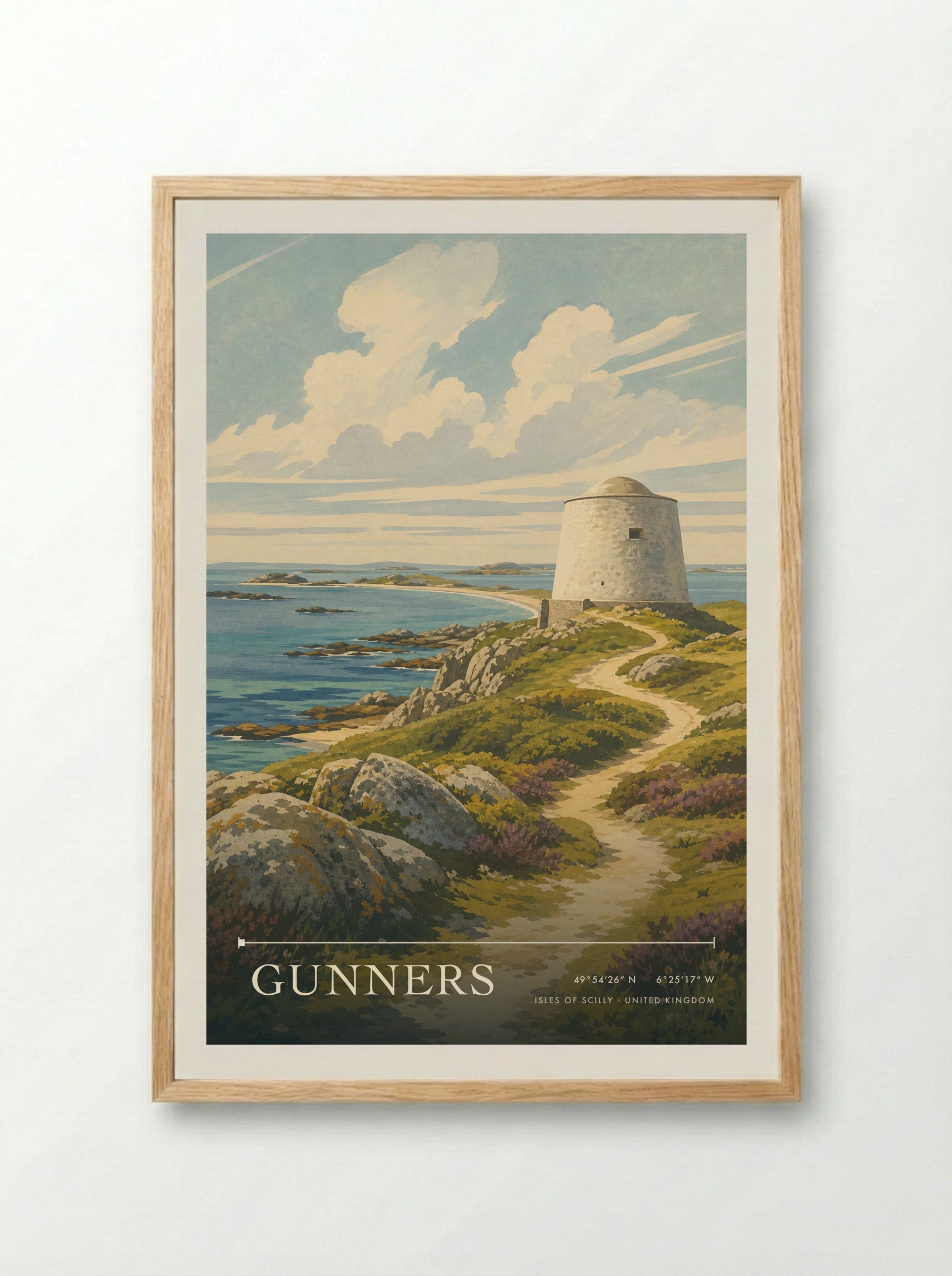 Gunners Isles of Scilly United Kingdom Travel Poster - Framed Print Wood