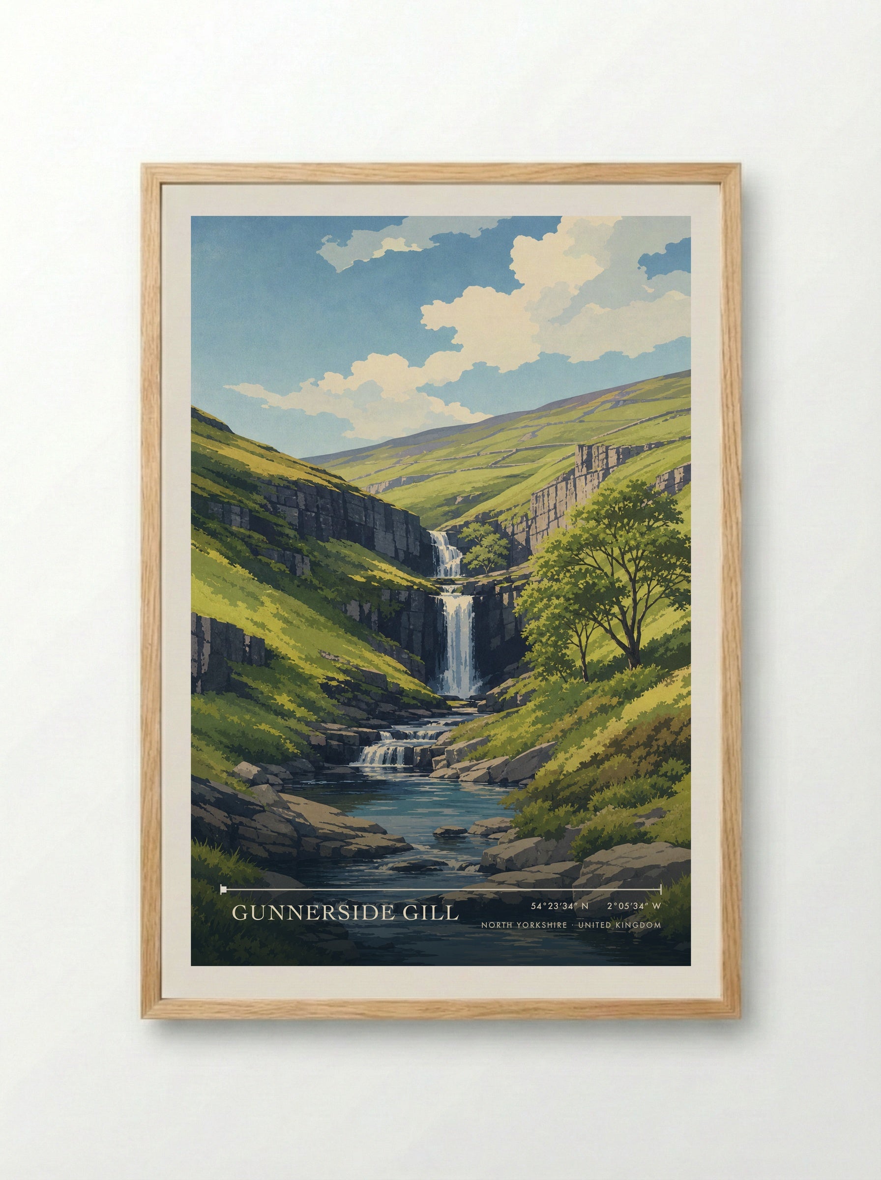 Gunnerside Gill North Yorkshire United Kingdom Travel Poster - Framed Print Wood