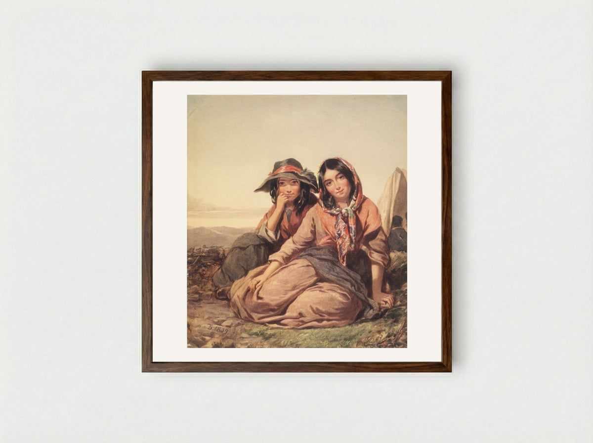 Gypsy Maidens - Thomas Sully - Framed Print Dark Wood