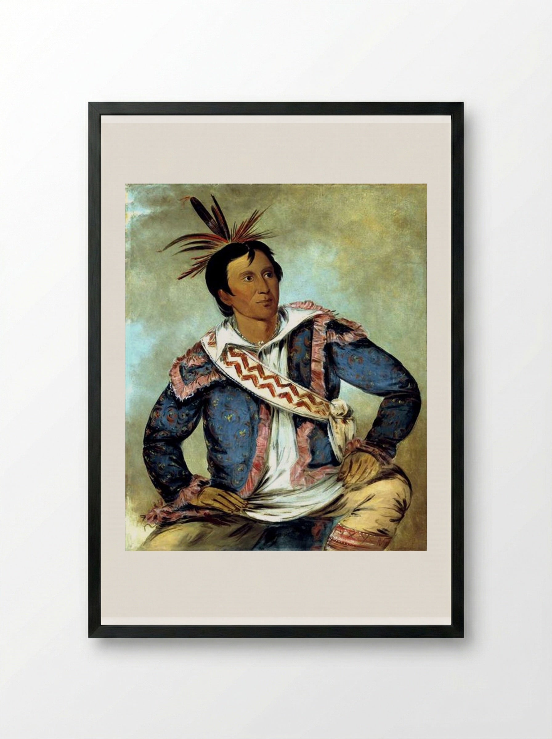 Há-tchoo-túc-knee, Snapping Turtle, a Half-breed - George Catlin - Framed Print Black