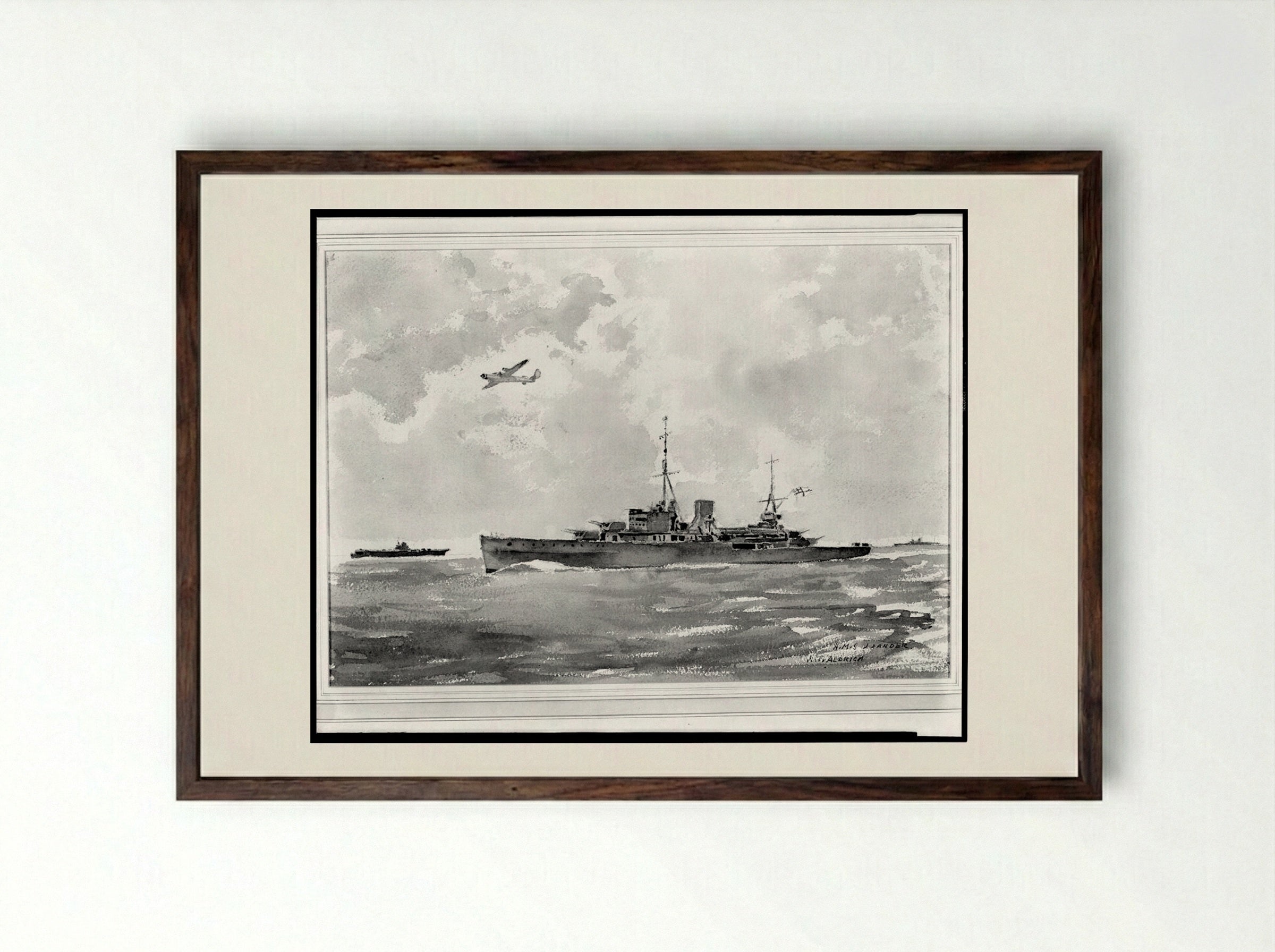 H. M. S. Leander - William T. Aldrich - Framed Print Dark Wood