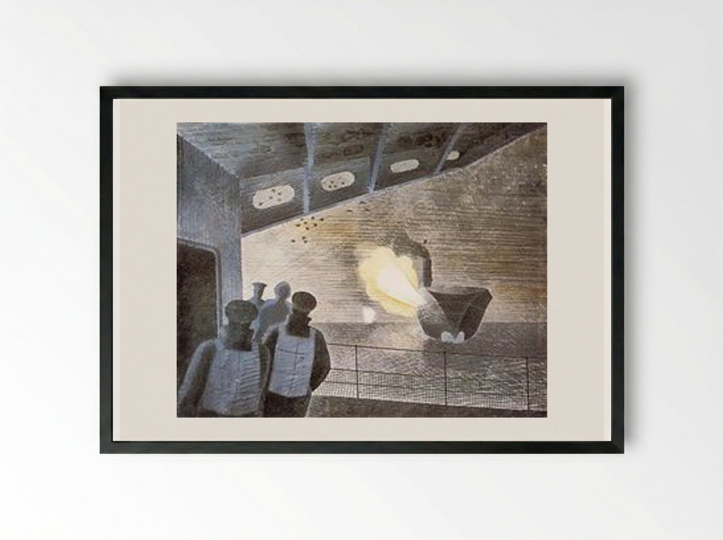 HMS Ark Royal in Action - Eric Ravilious - Framed Print Black