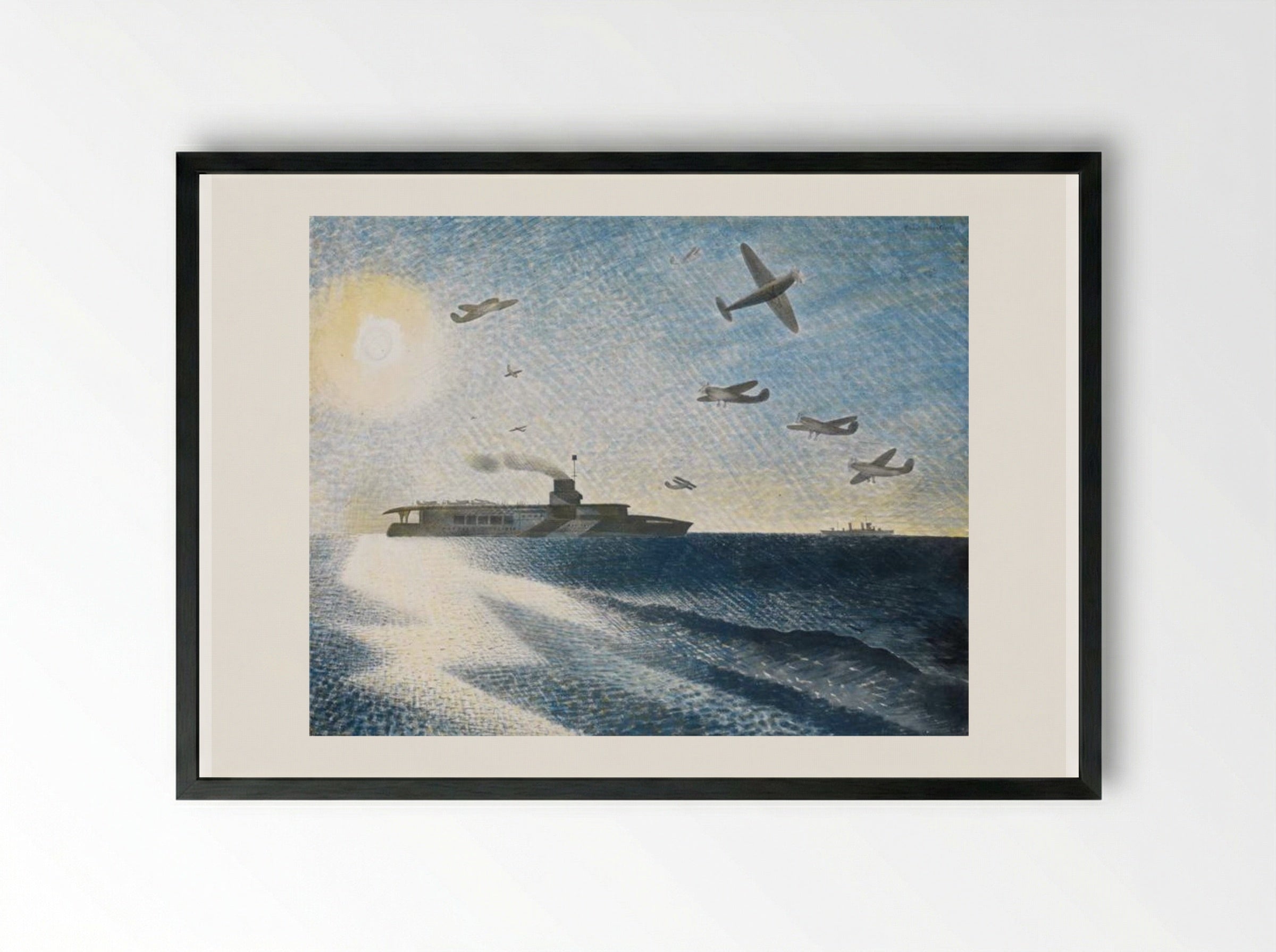 HMS Glorious in the Arctic - Eric Ravilious - Framed Print Black