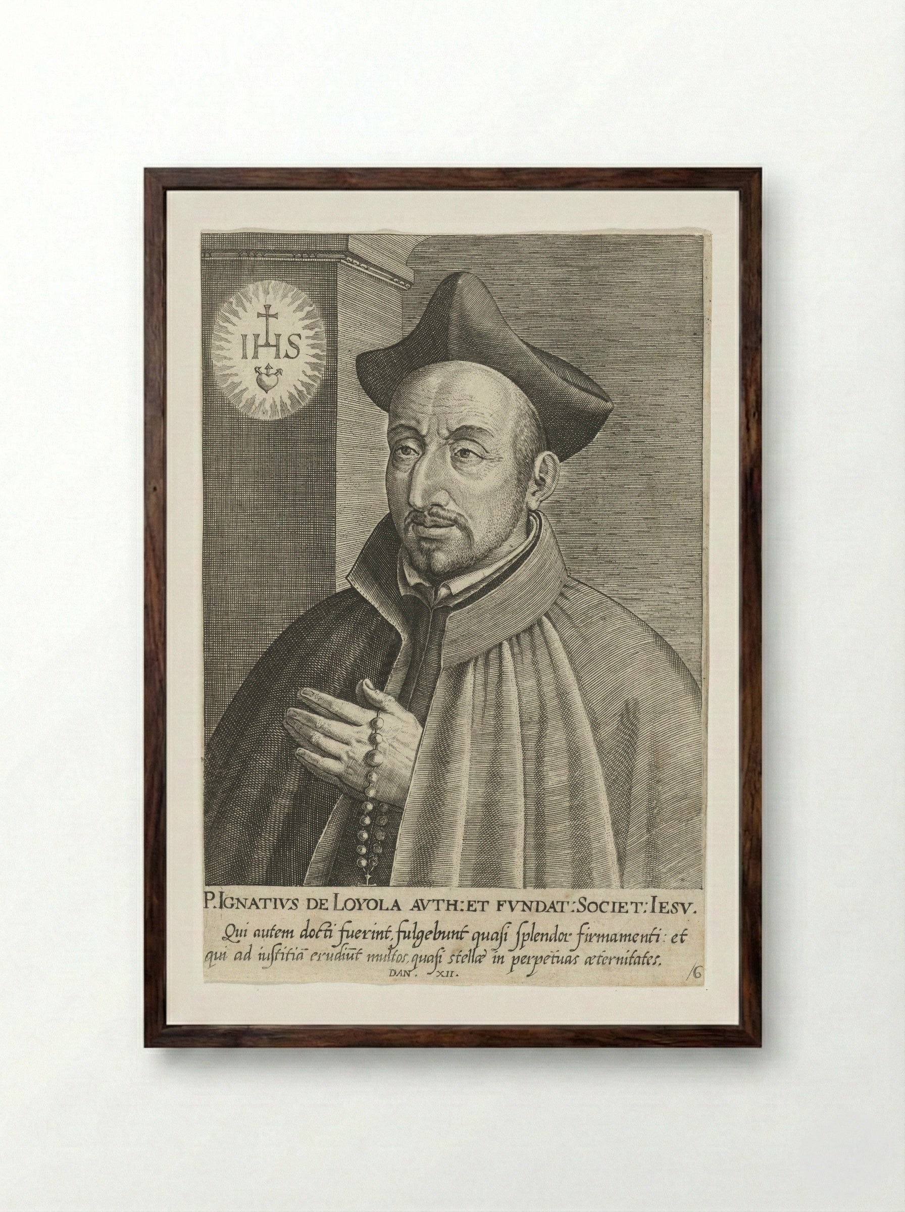H. Ignatius van Loyola - Dominicus Custos - Framed Print Dark Wood
