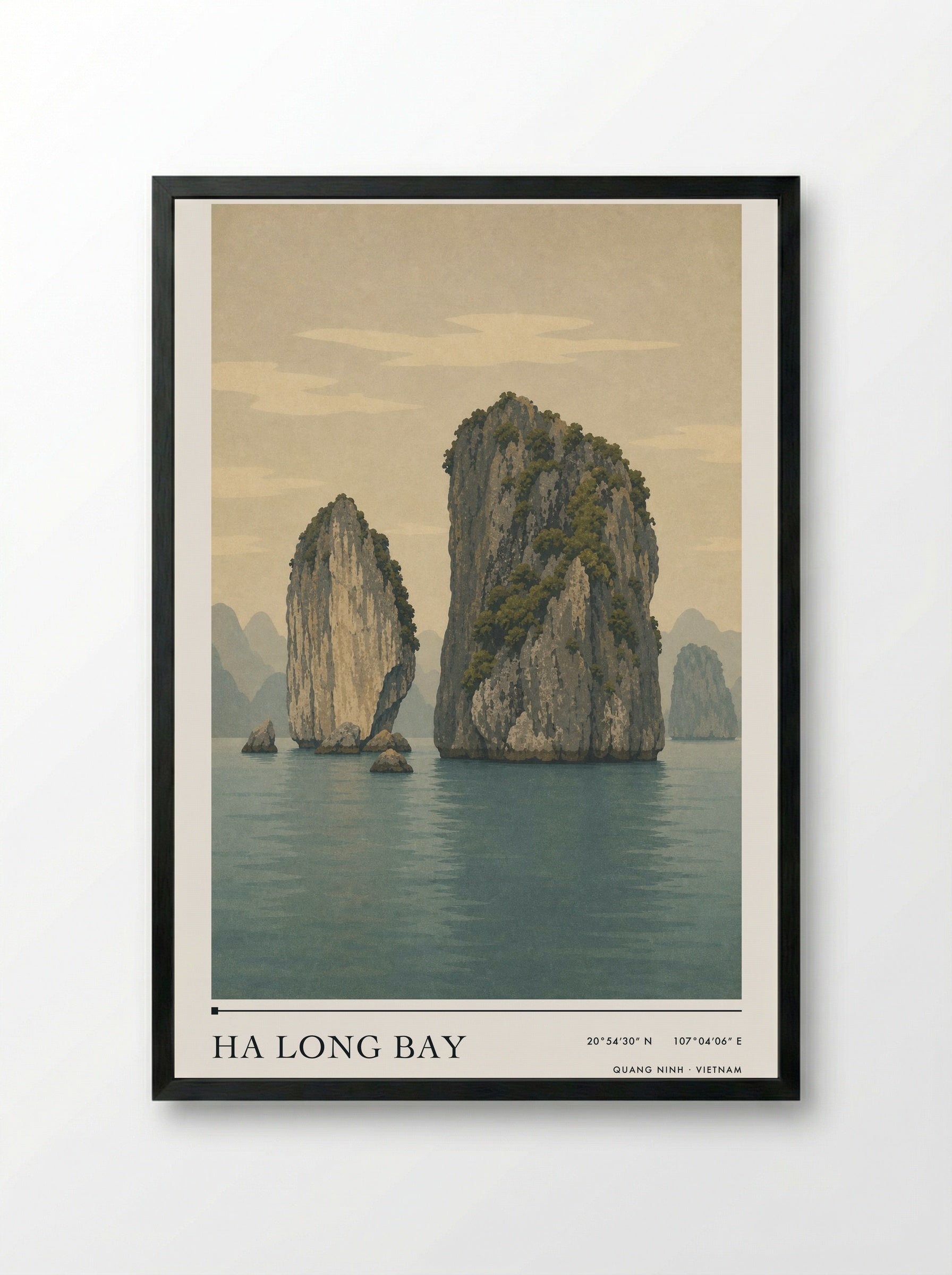 Ha Long Bay Travel Poster Artwork - Framed Print Black