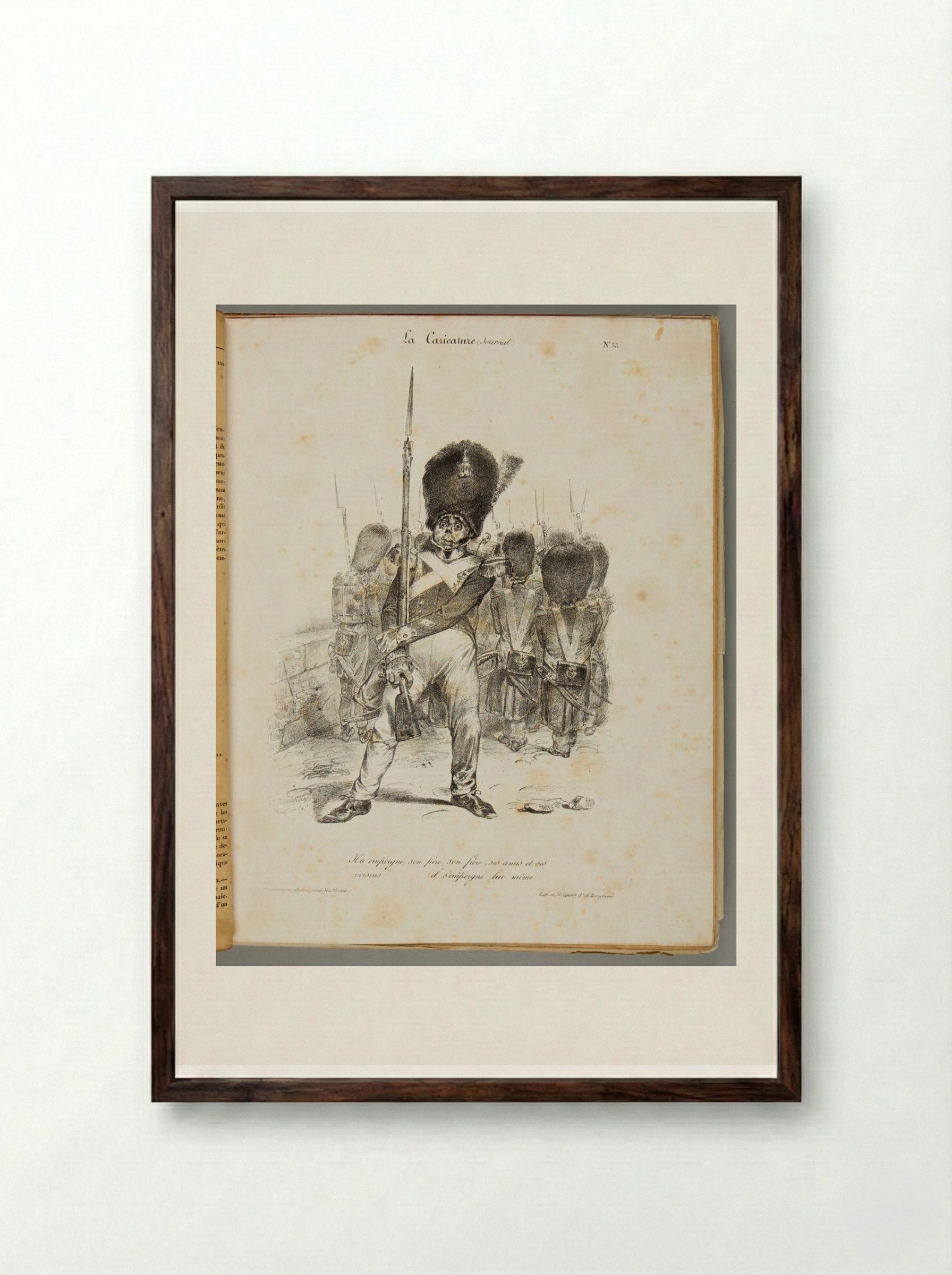 Ha empoigné son père, son frère, ses amis et ses voisins - J.J. Grandville - Framed Print Dark Wood