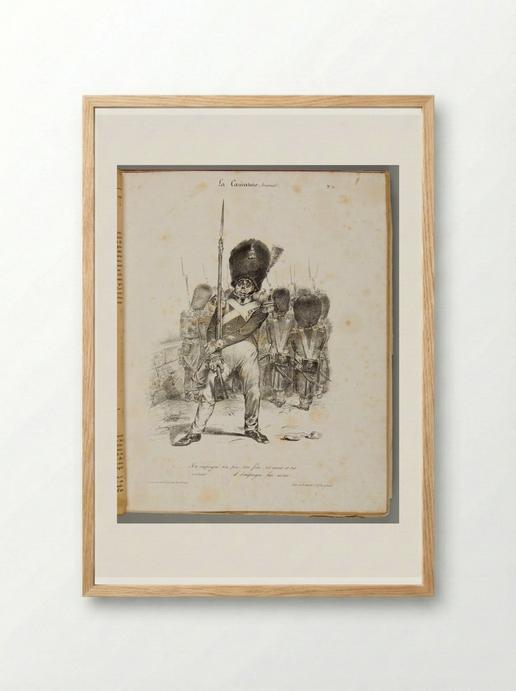 Ha empoigné son père, son frère, ses amis et ses voisins - J.J. Grandville - Framed Print Wood