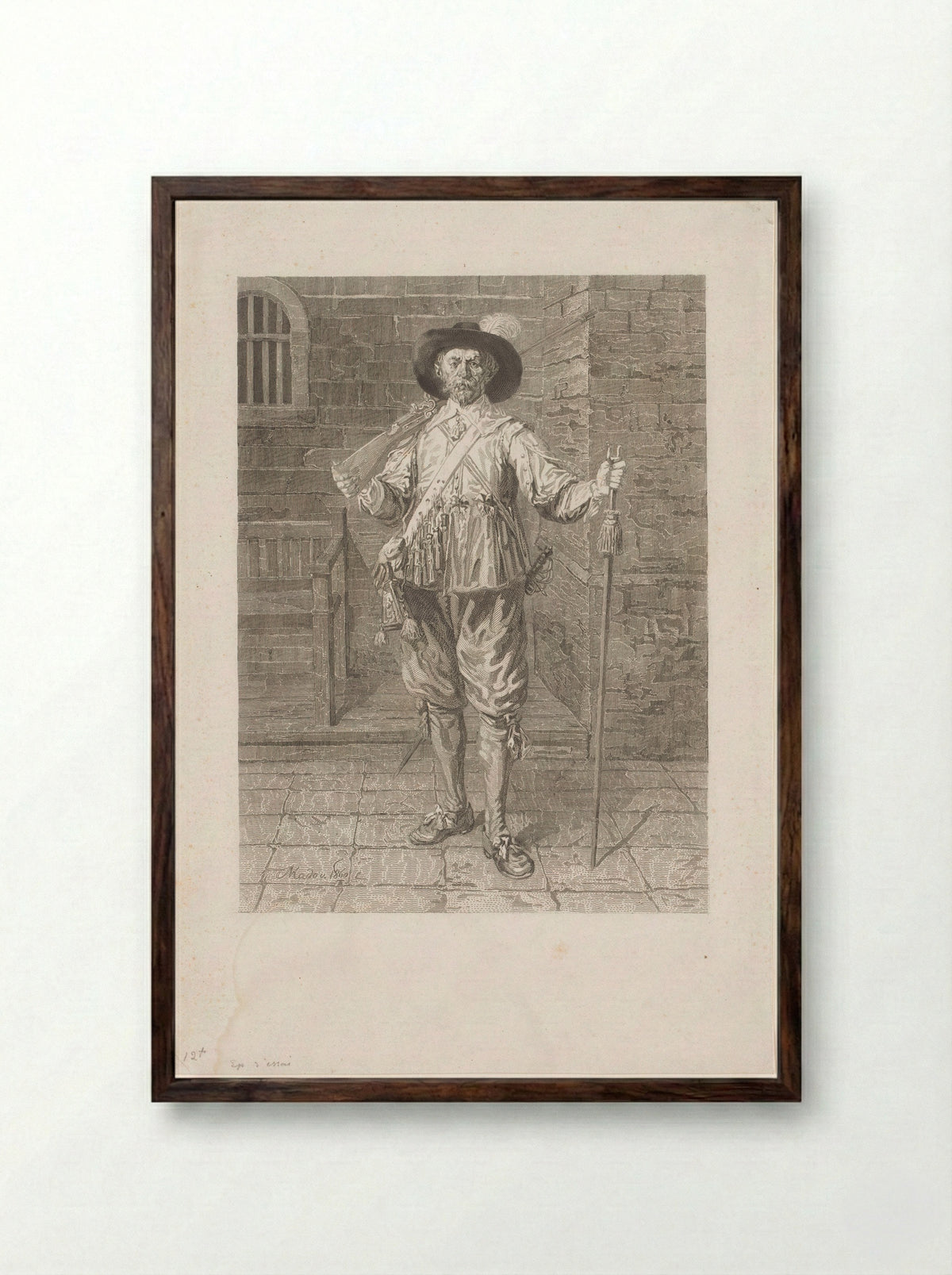 Haakbusschutter - Jean-Baptiste Meunier - Framed Print Dark Wood