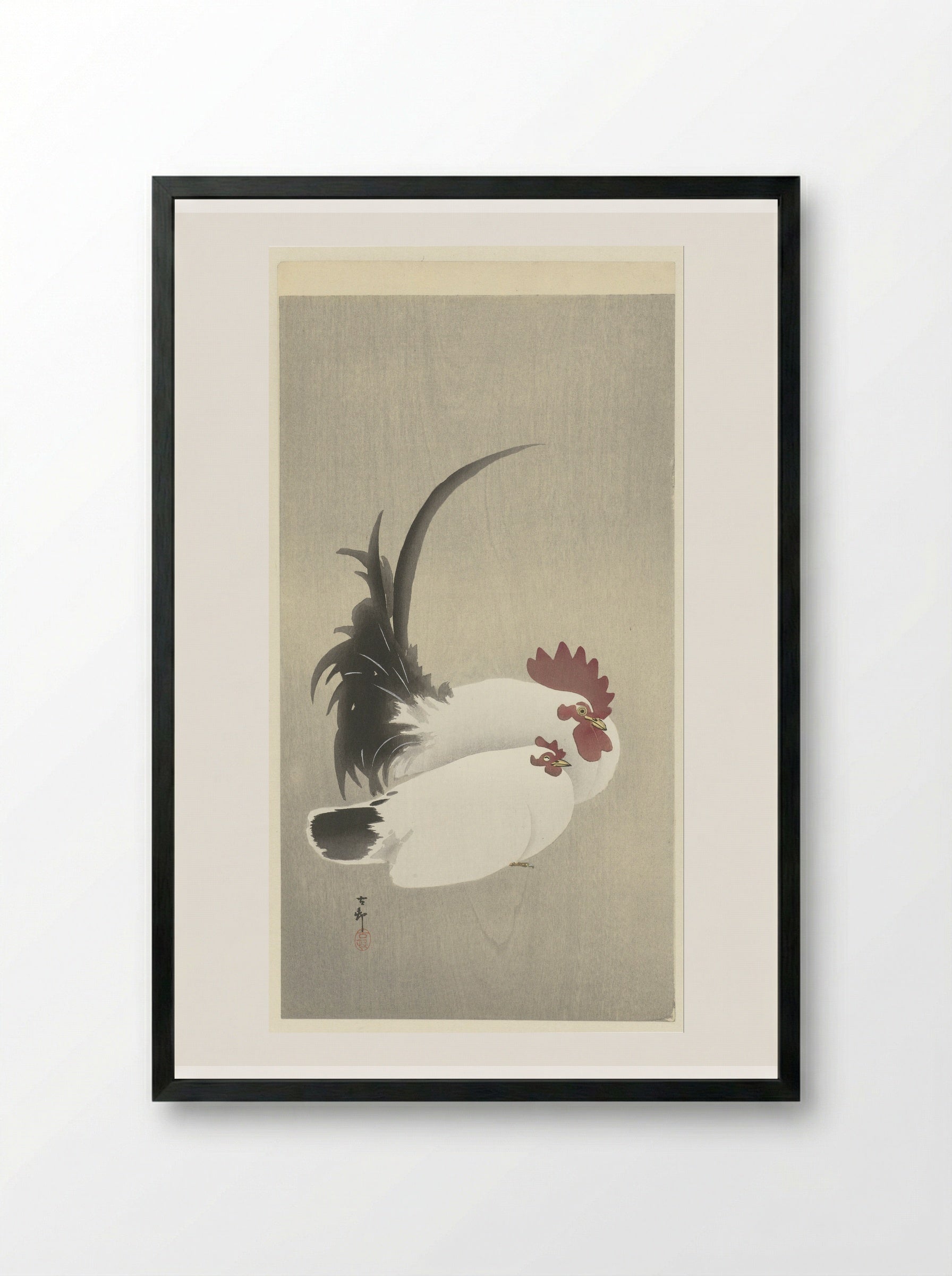 Haan en hen - Matsuki Heikichi - Framed Print Black