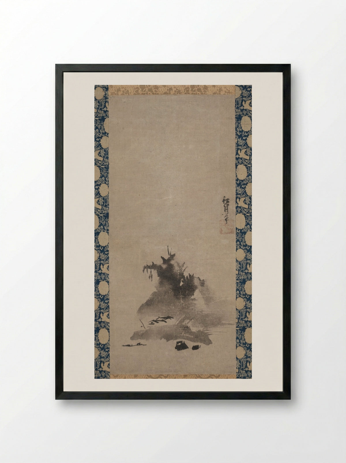 Haboku (Flung-ink) Landscape - Shūgetsu Tōkan - Framed Print Black
