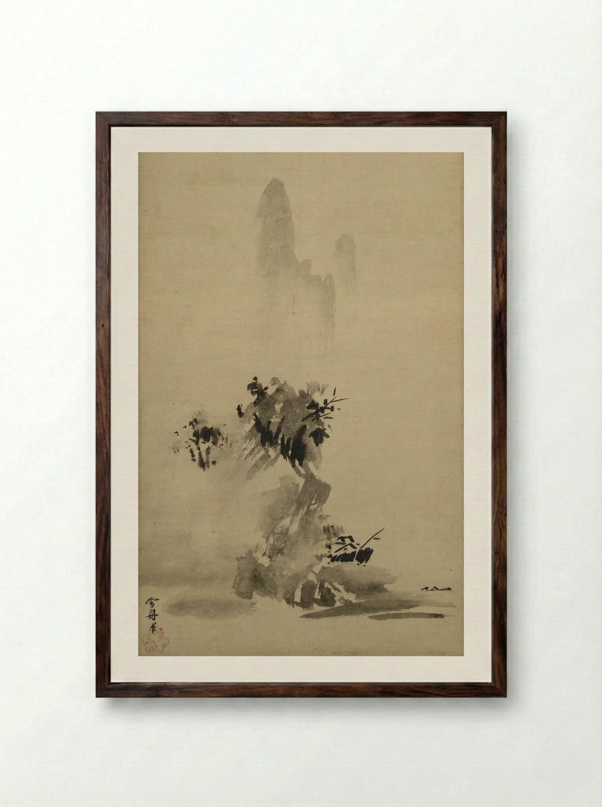 Haboku sansui - Sesshu Toyo - Framed Print Dark Wood