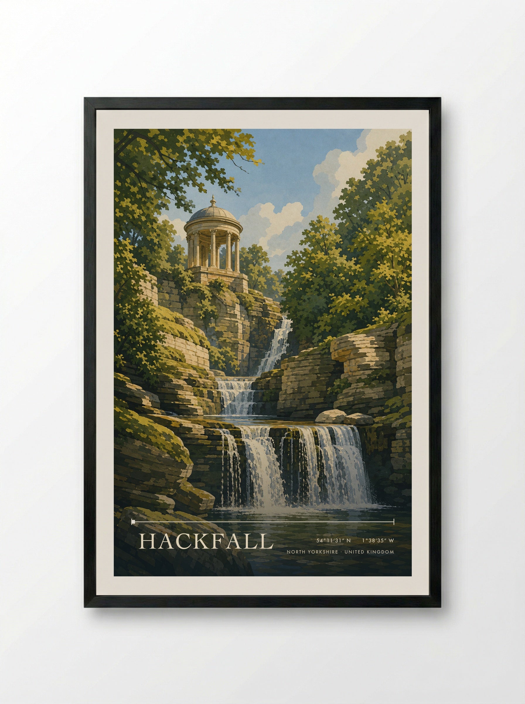 Hackfall North Yorkshire United Kingdom Travel Poster - Framed Print Black