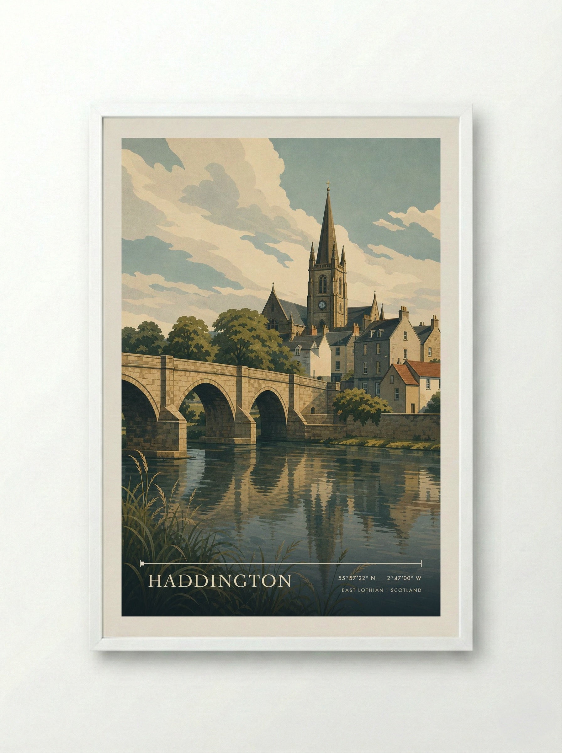 Haddington East Lothian Scotland Travel Poster - Framed Print White