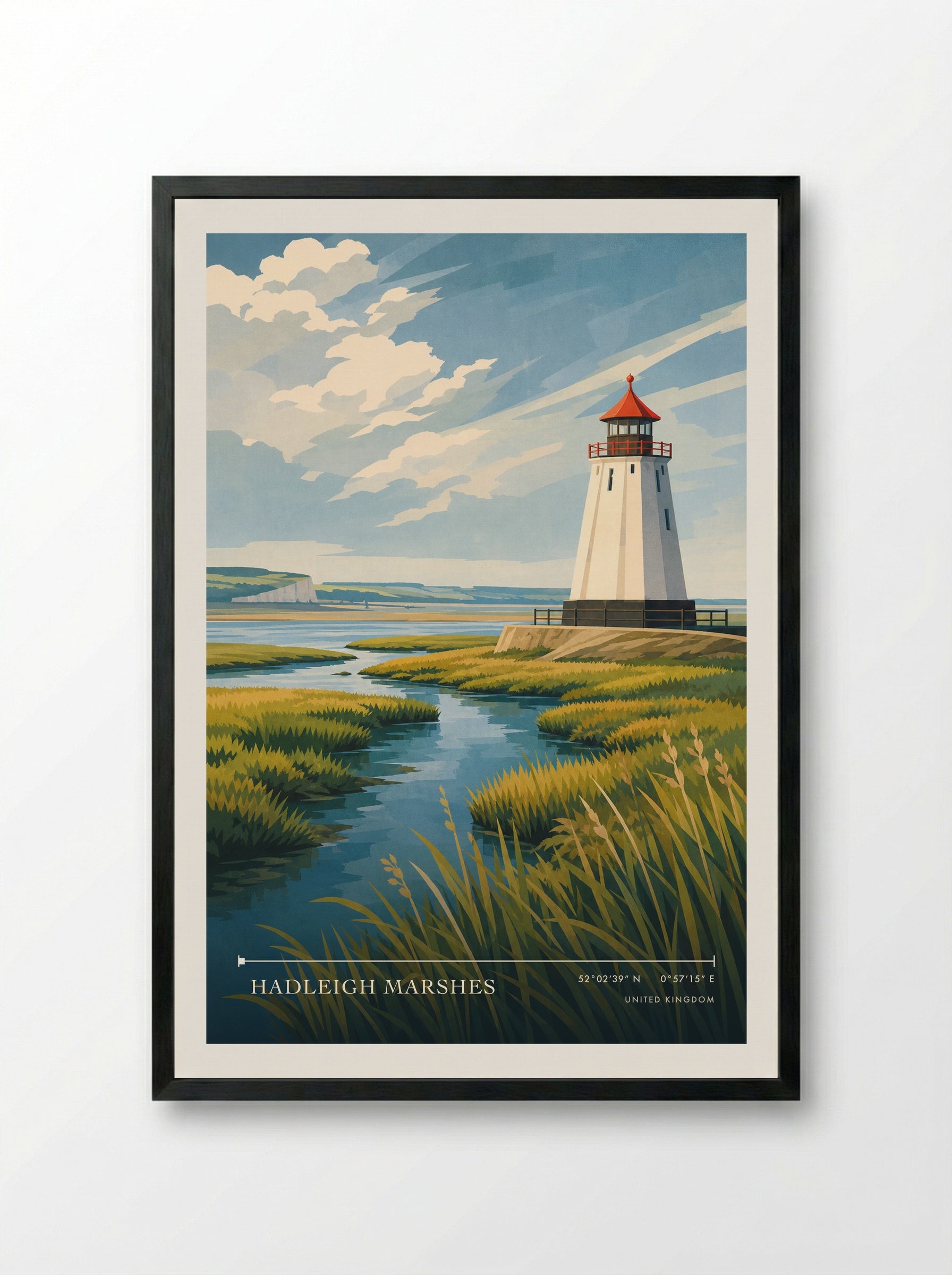 Hadleigh Marshes United Kingdom Travel Poster - Framed Print Black