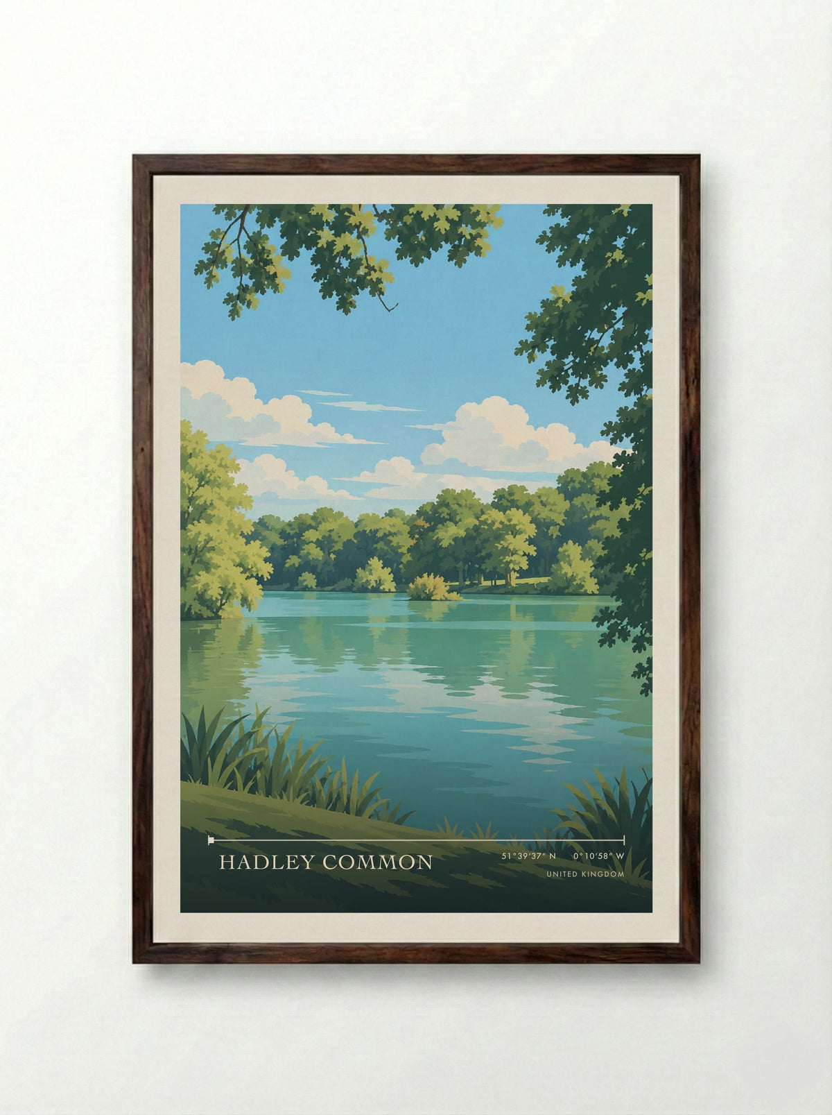 Hadley Common | Travel Poster - Framed Print Dark Wood