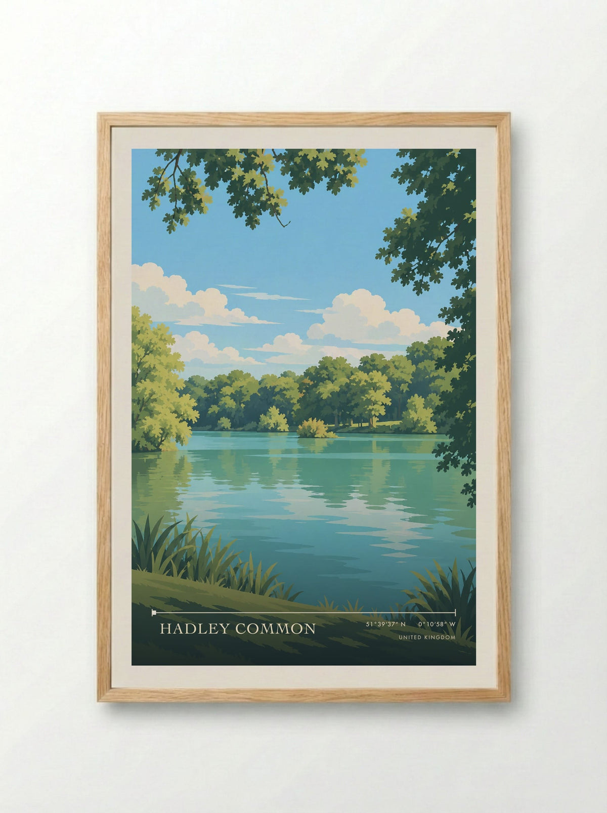 Hadley Common | Travel Poster - Framed Print Wood