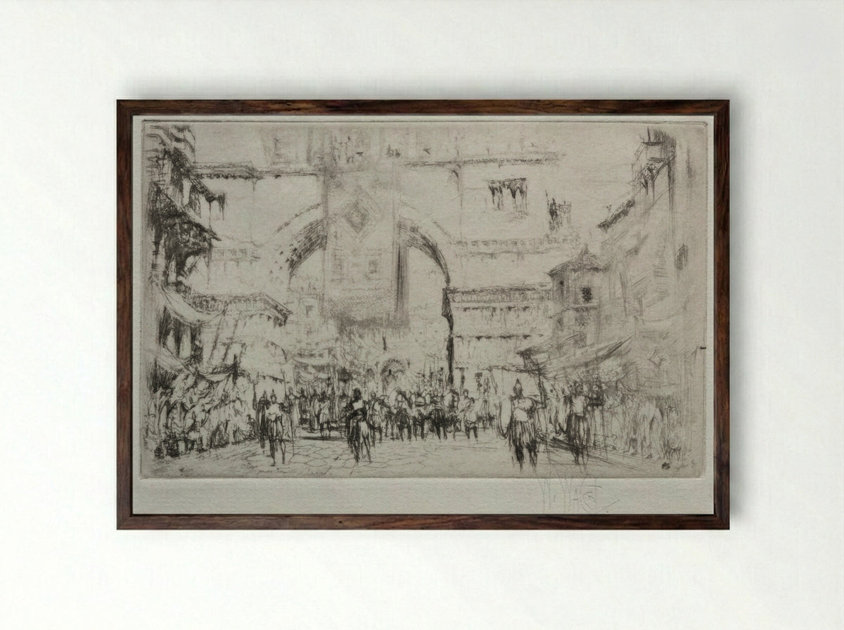 Hadrian Entering Salonica - William Walcot - Framed Print Dark Wood