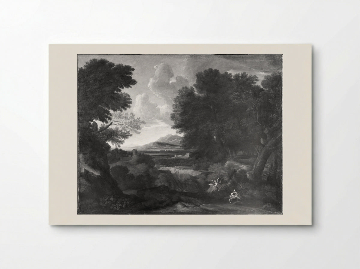 Hagar and Ishmael in a Southern Wooded Landscape - Gaspard Dughet - Poster