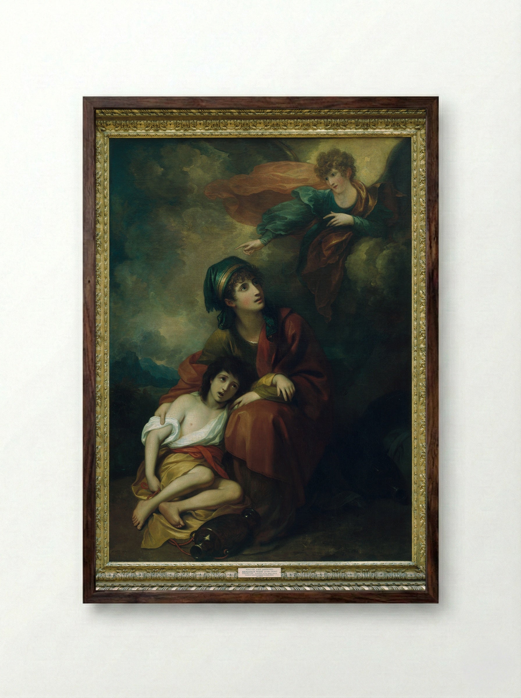 Hagar and Ishmael - Benjamin West - Framed Print Dark Wood