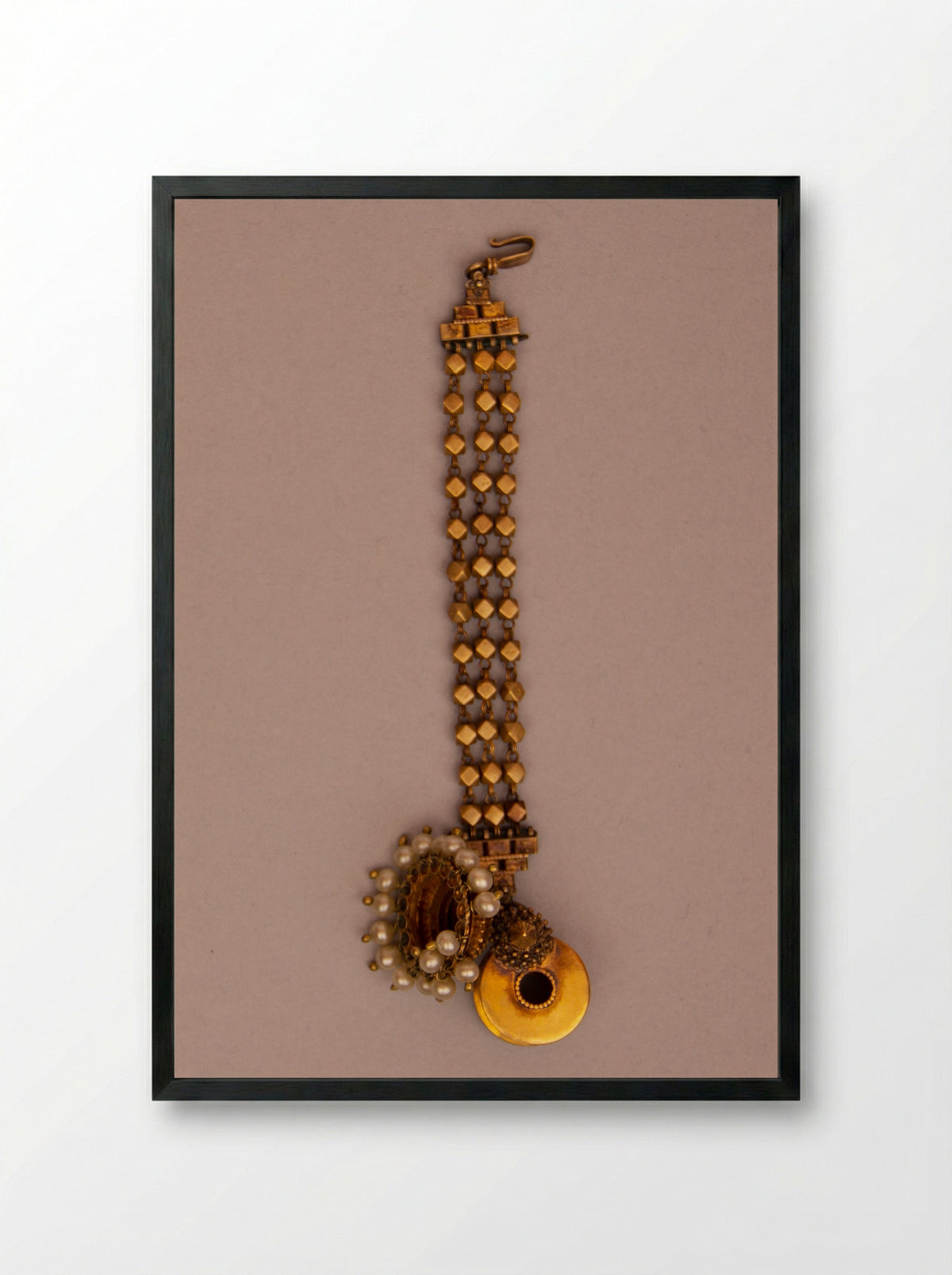 Hair / Ear Ornament, One of a Pair - Unknown Artist - Framed Print Black